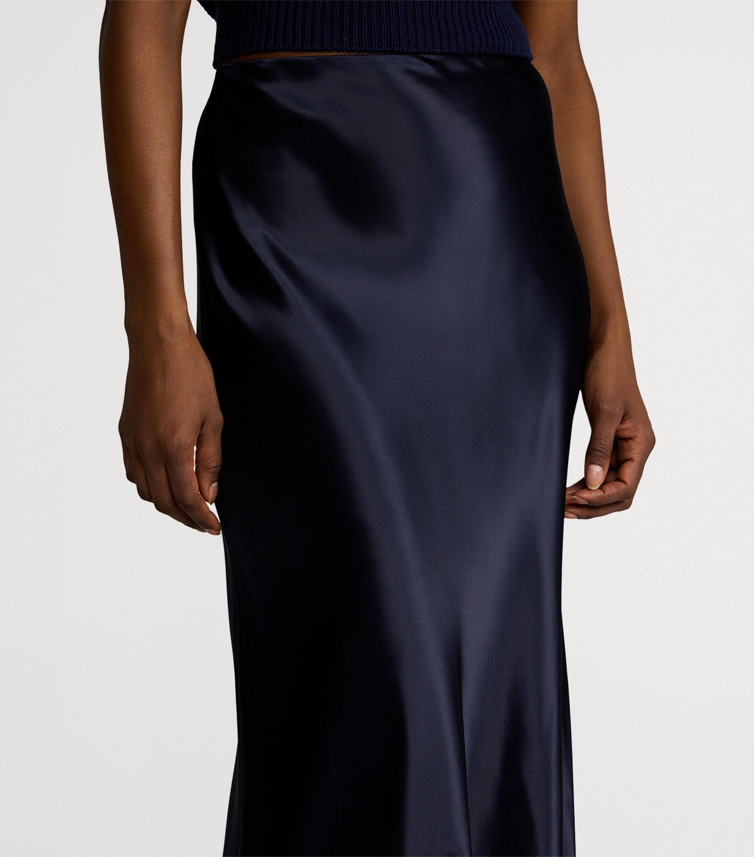 Ralph Lauren Collection Womens Satin Masina Maxi Skirt Lux Navy Image 10