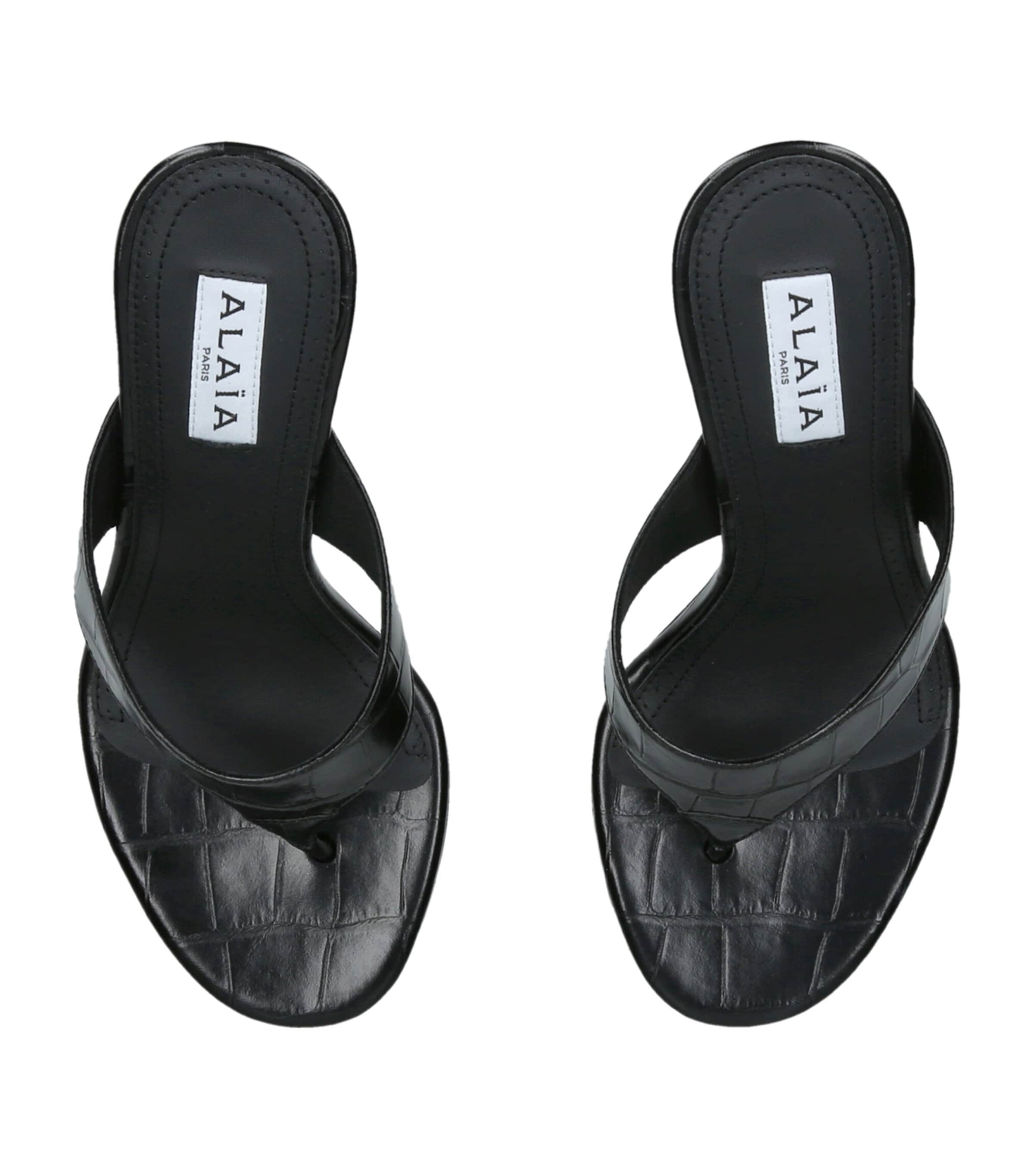 Alaïa Croc-Embossed Leather Infra Thong Mules 90 Black Image 3