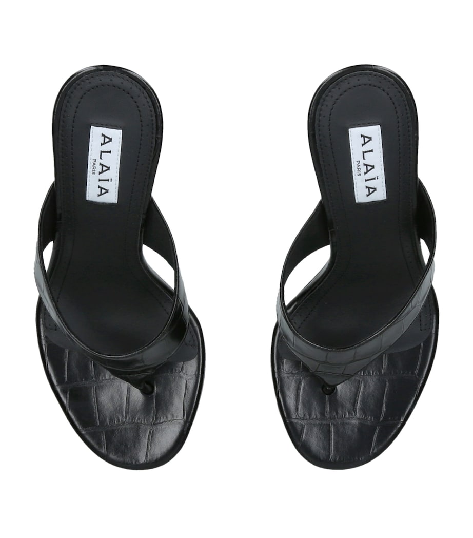Alaïa Croc-Embossed Leather Infra Thong Mules 90 Black Image 3