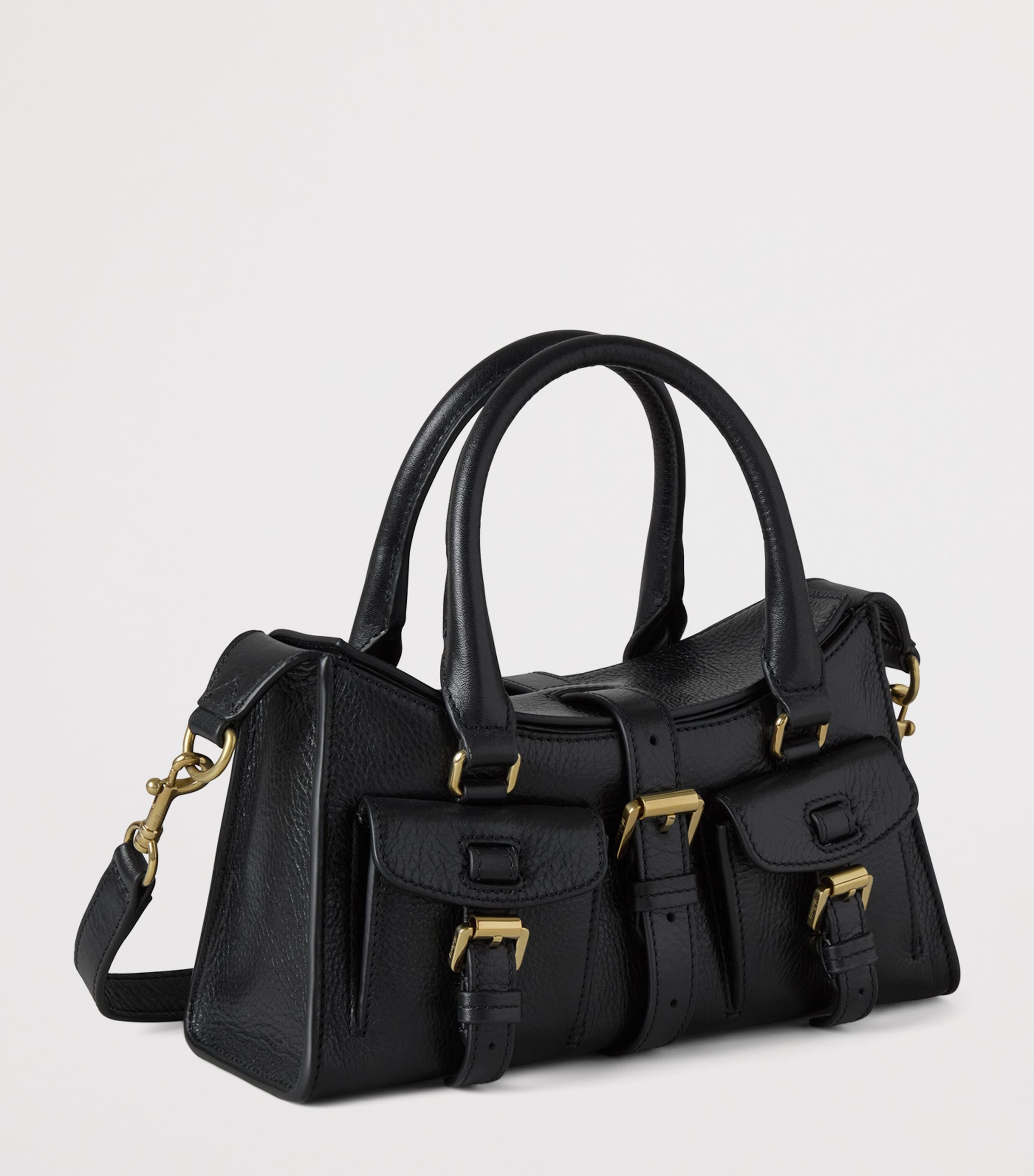 Mini Leather Roxanne Top-Handle Bag BLACK Image 2