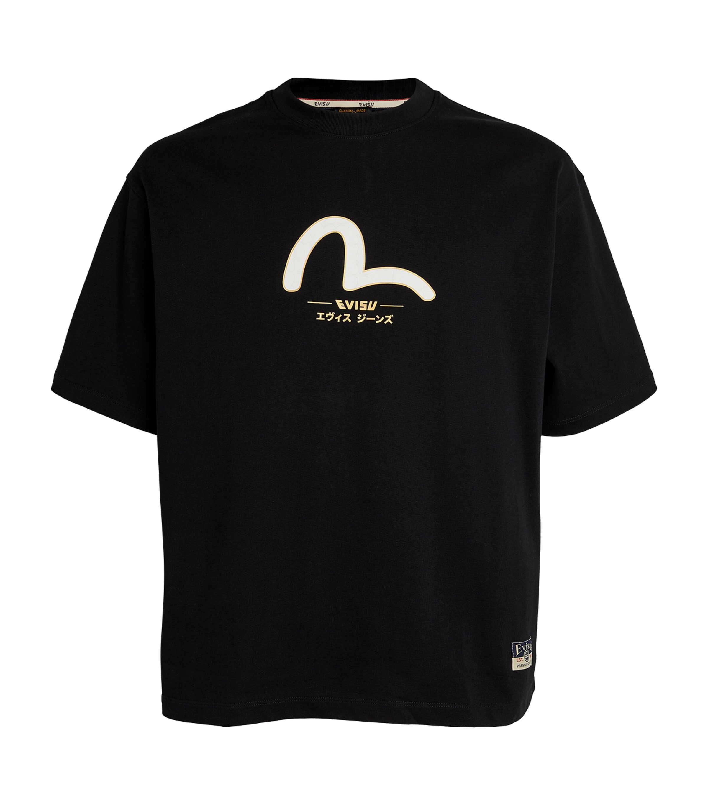 Evisu Seagull Kamon-daicock Cotton T-shirt In Black