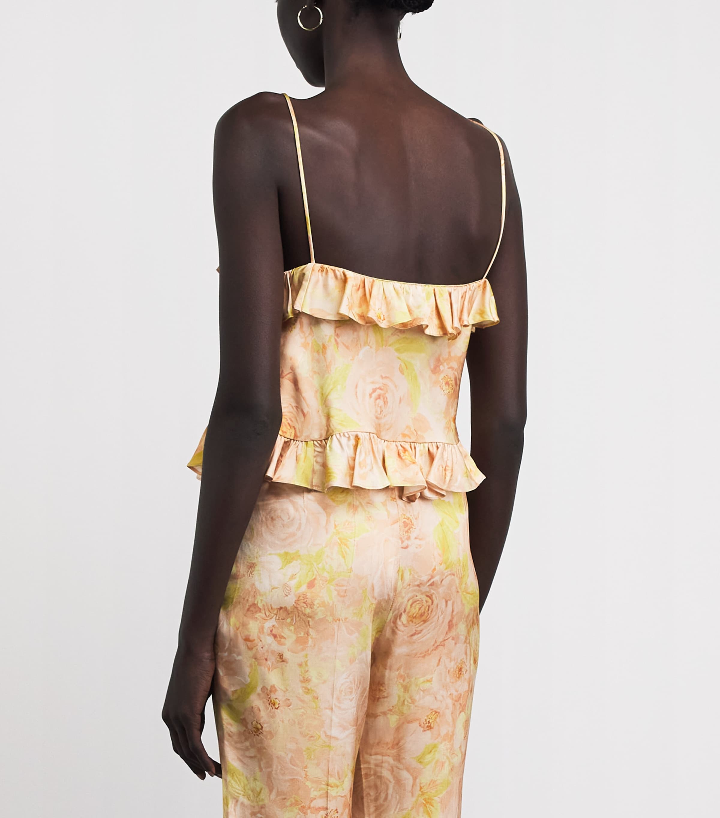 Sandro Paris Womens Satin Floral Print Cami Top Pink / Green Image 5