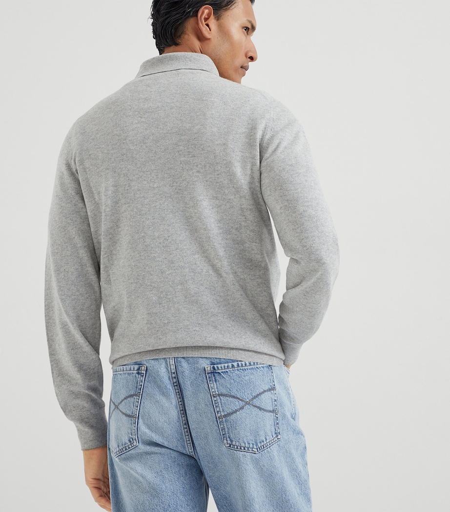 Cashmere Long-Sleeve Polo Sweater CK773 Image 3