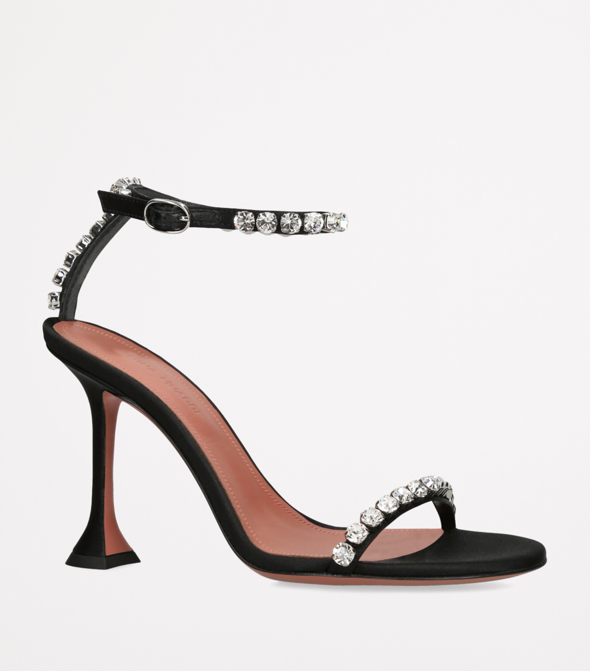 Amina Muaddi Satin Embellished Gigi Sandals 95 Black Image 3