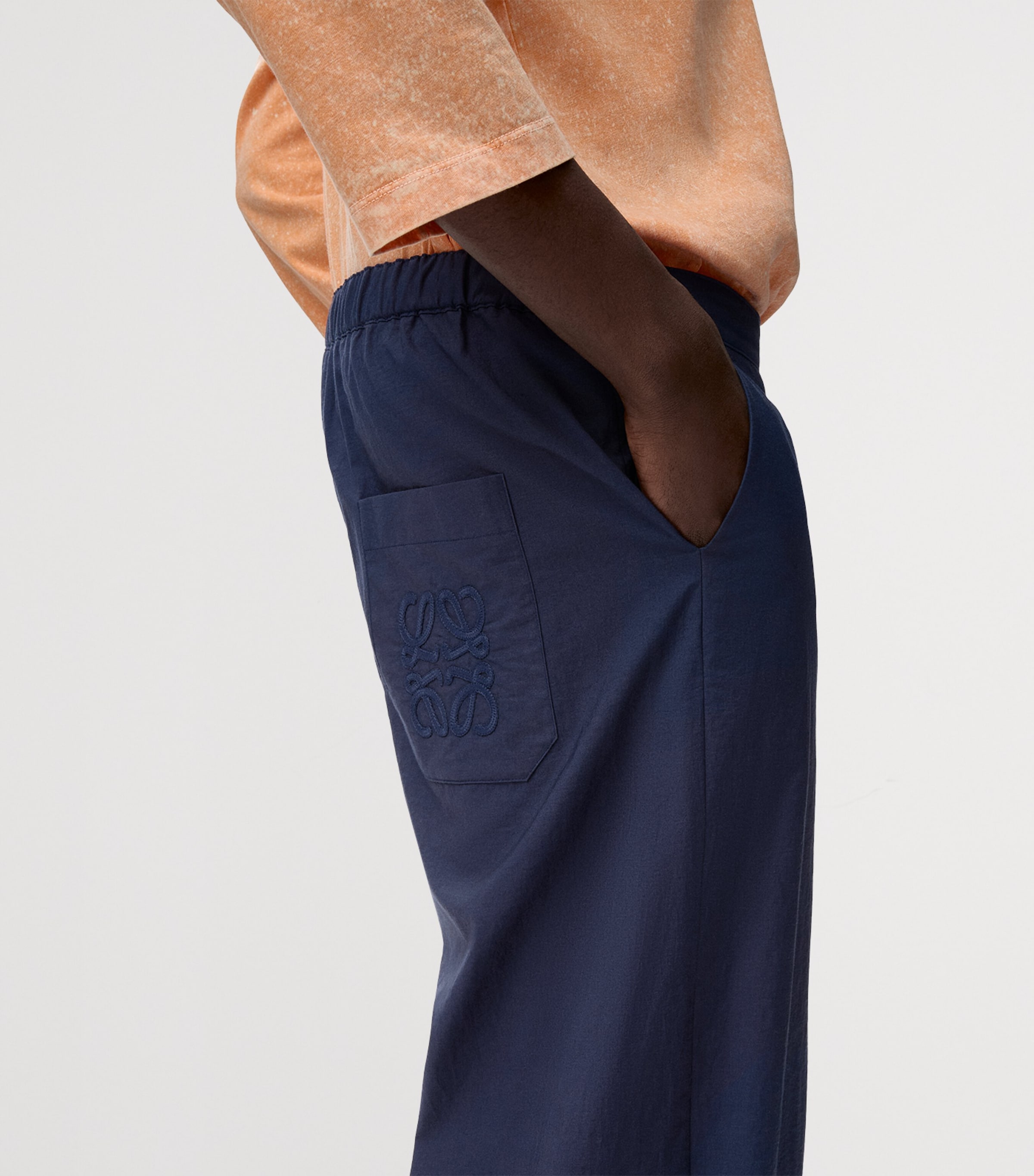 LOEWE Navy x Paula's Ibiza Cotton Satin Drawstring Trousers