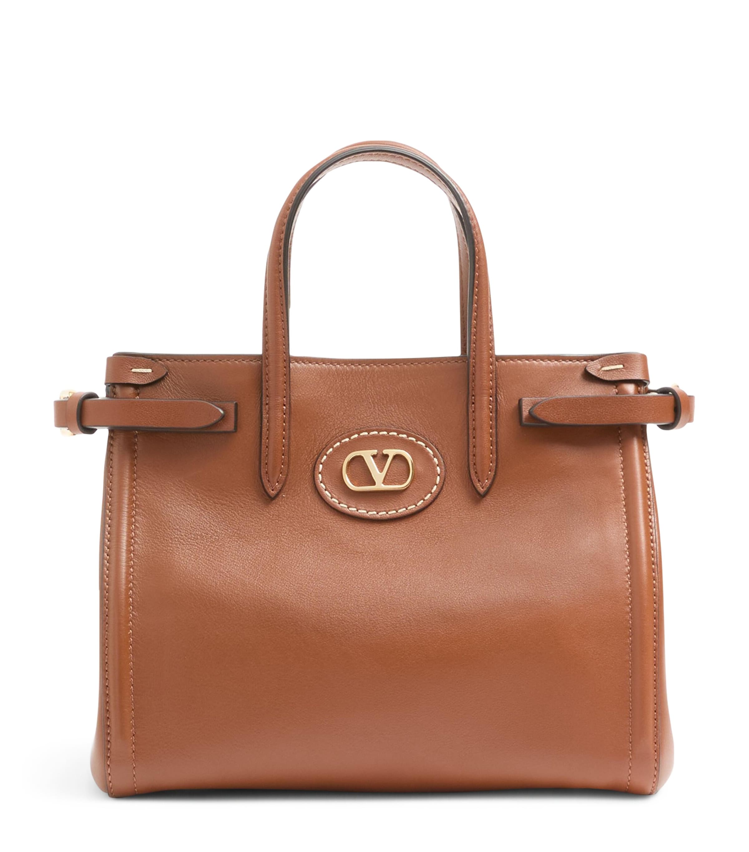 Valentino Garavani Brown Leather Antibes Shopping Bag