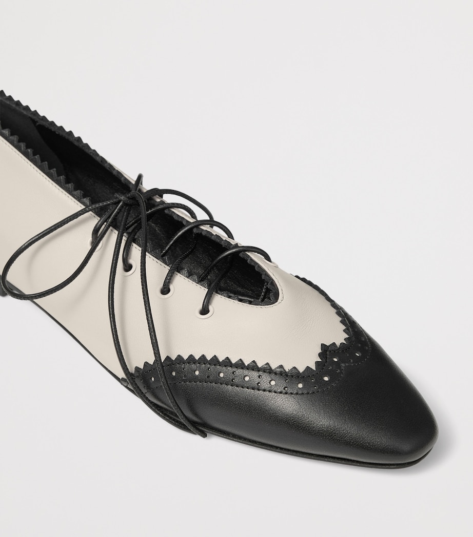 Jimmy Choo Margot Leather Lace-Up Flats Black/bone Image 5