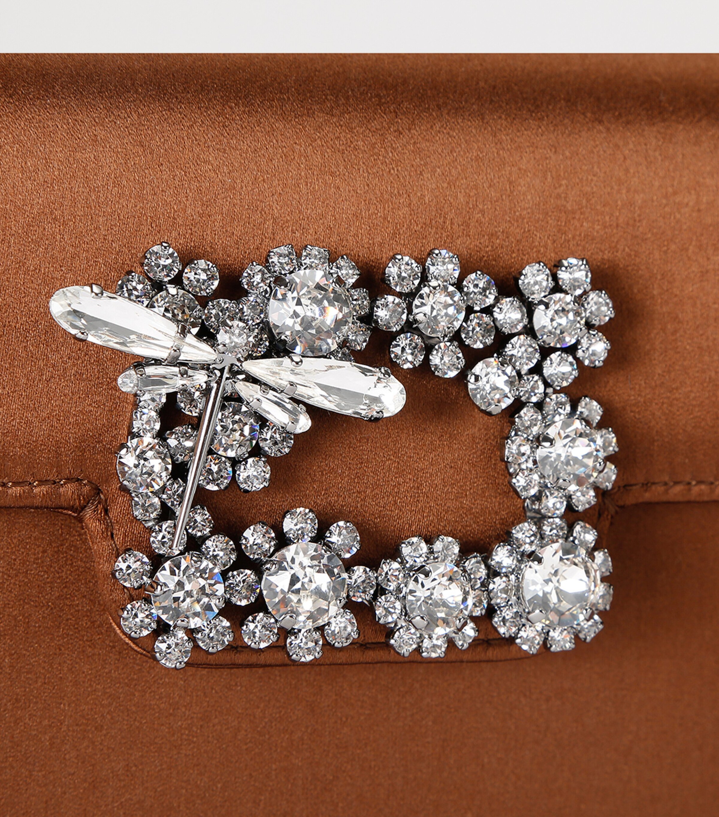 Roger Vivier Satin Efflorescence Envelope Clutch Bag Brown Image 4