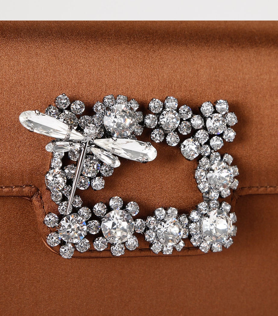 Roger Vivier Satin Efflorescence Envelope Clutch Bag Brown Image 4
