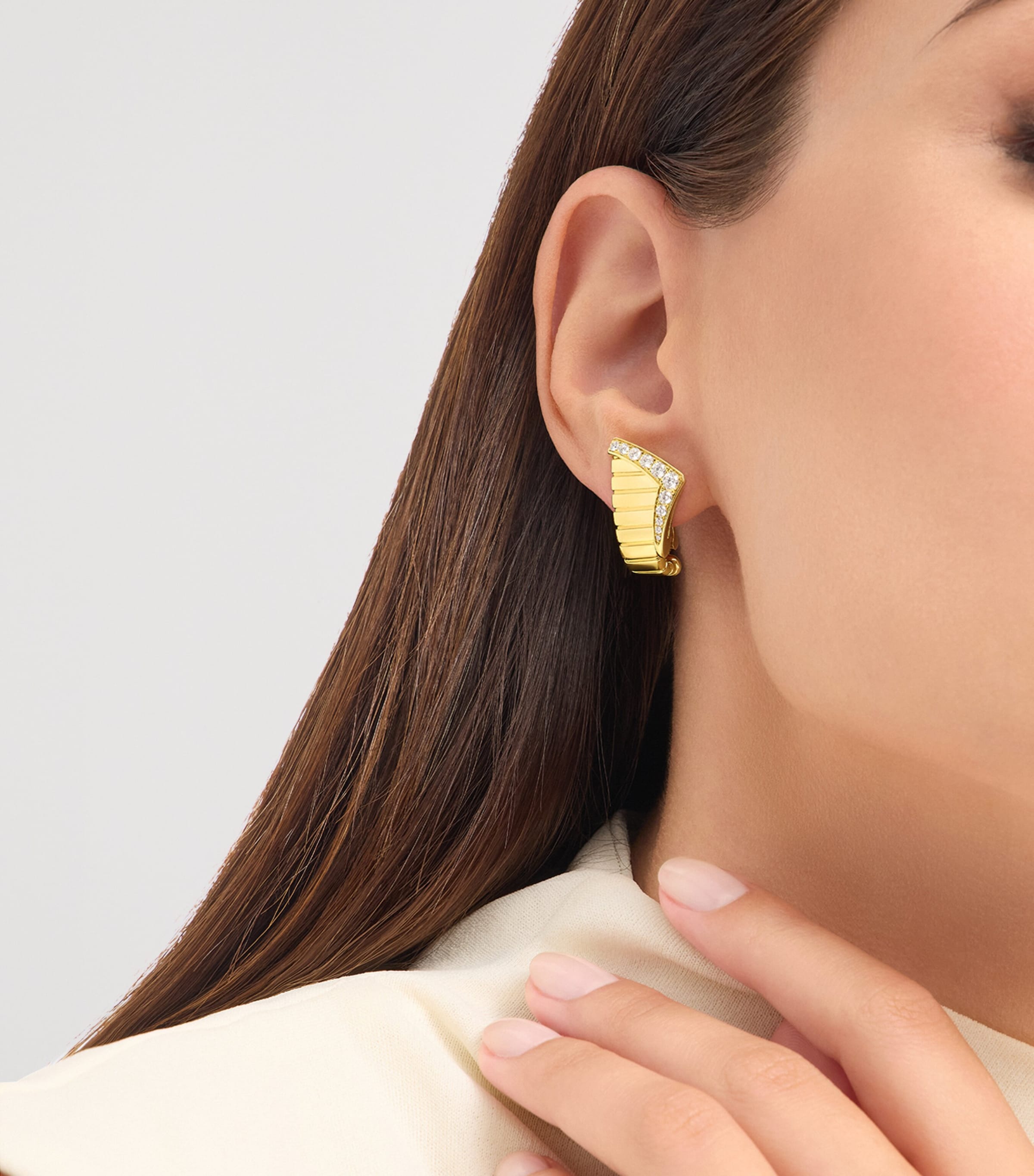 Bvlgari Yellow Gold and Diamond Tubogas Hoop Earrings Yellow Gold Image 4