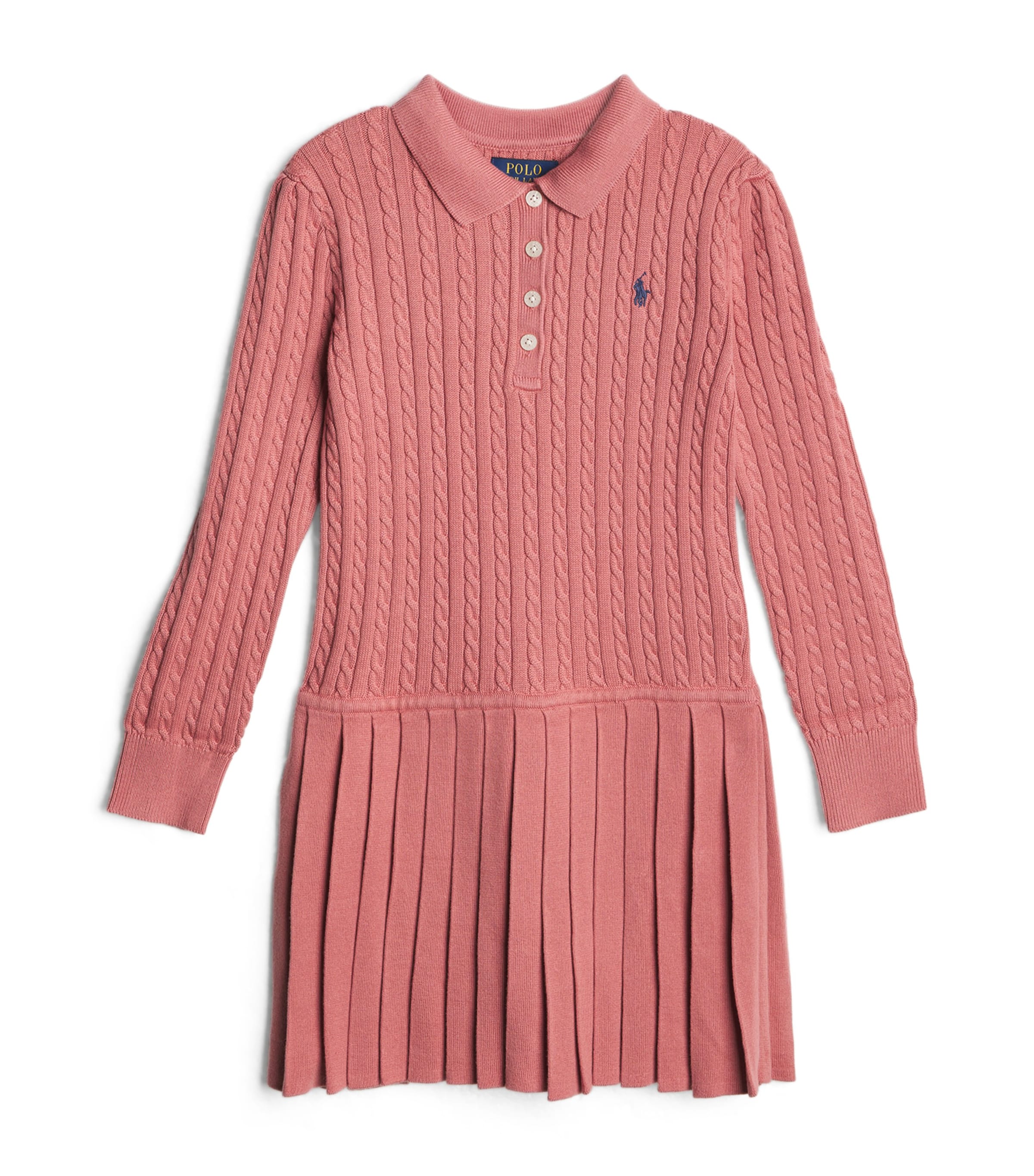 Ralph Lauren Kids Cable-Knit Polo Pony Dress (6-14 Years) Canvas Pink Image 1