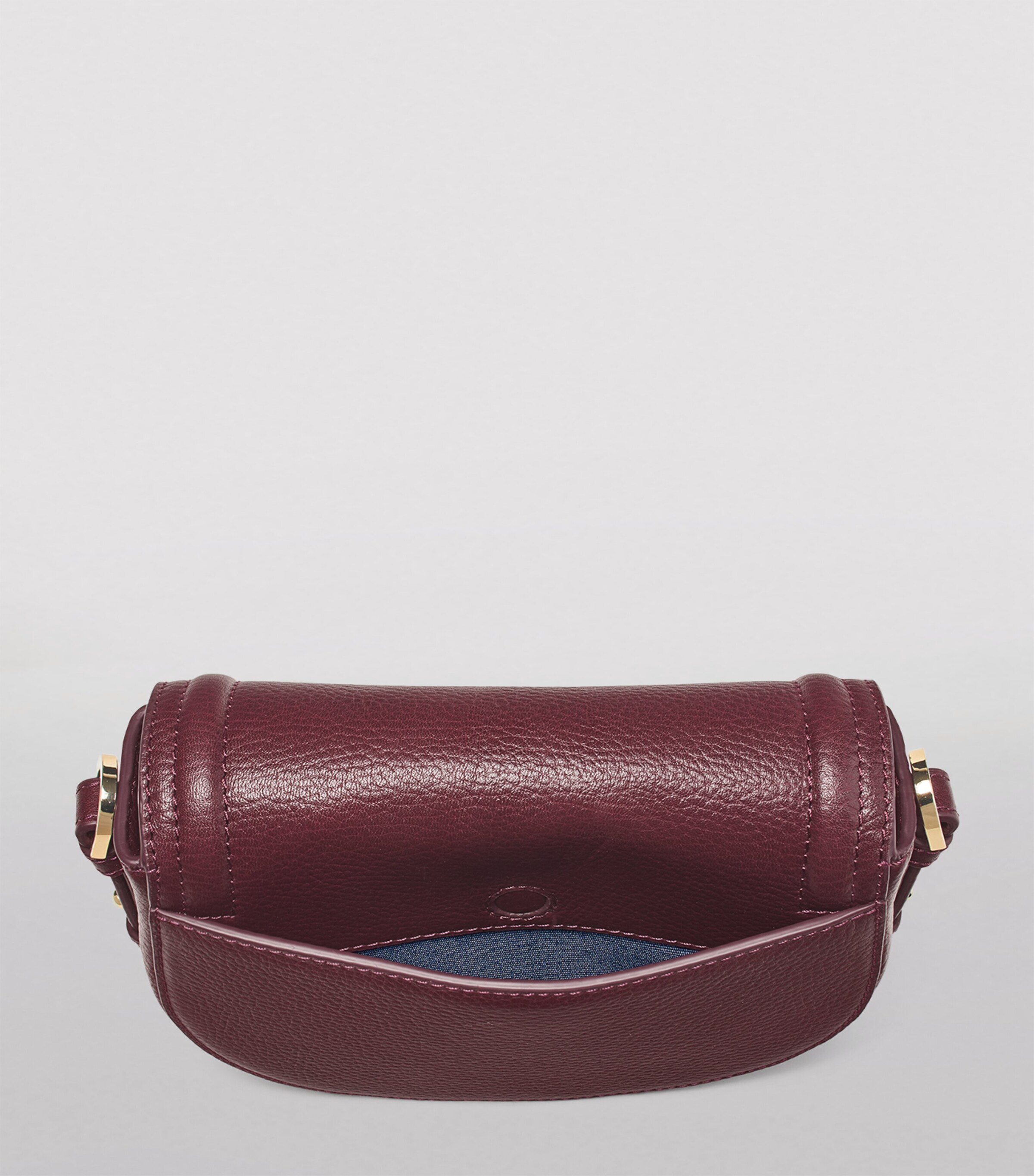 Small Leather Stella Cross-Body Satchel BURGUNDY Image 6