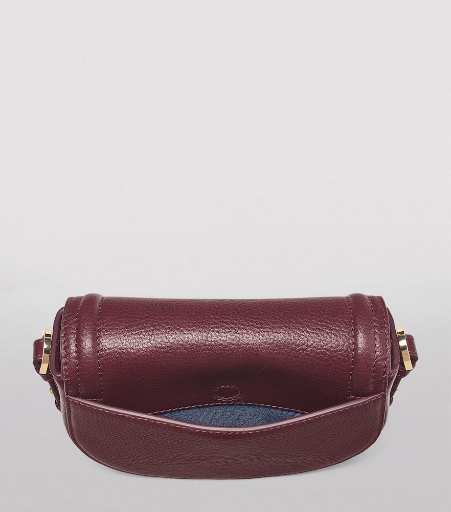 Small Leather Stella Cross-Body Satchel BURGUNDY Image 6