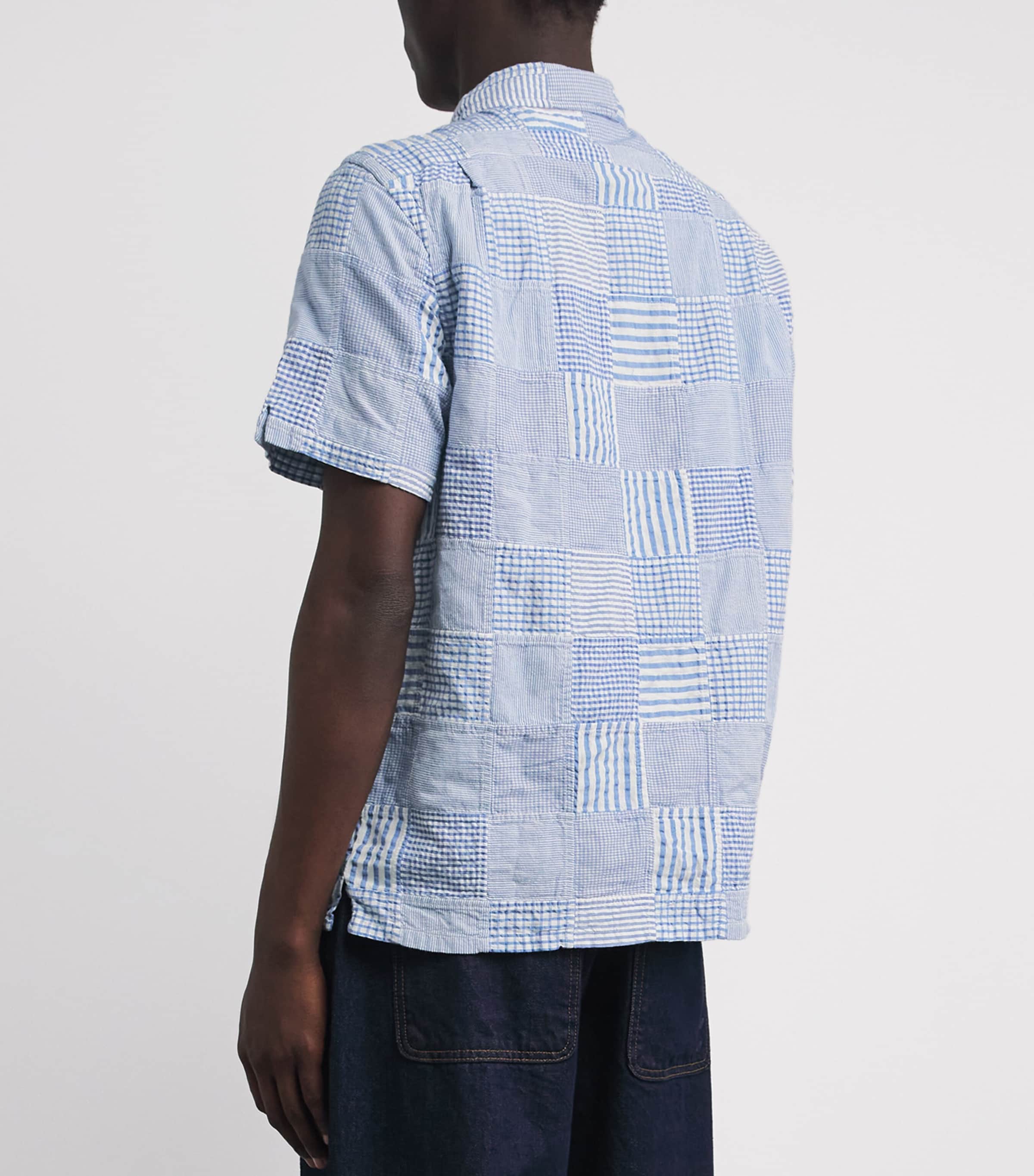 Polo Ralph Lauren Mens Seersucker Cotton Patchwork Shirt Patchwork Blues Image 5