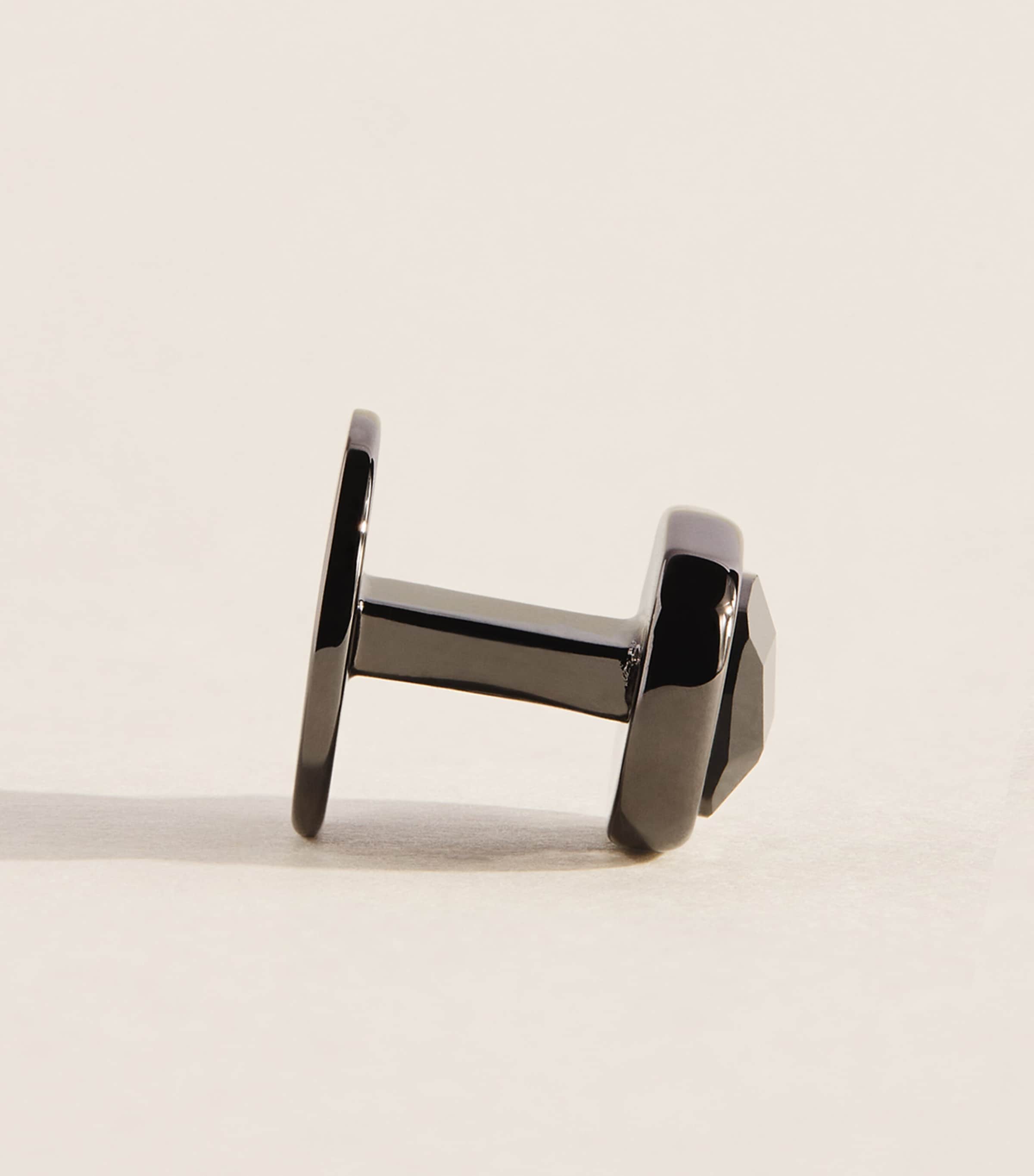 Babette Wasserman Black Rhodium-Plated Swarovski Crystal Cufflinks Black Image 4