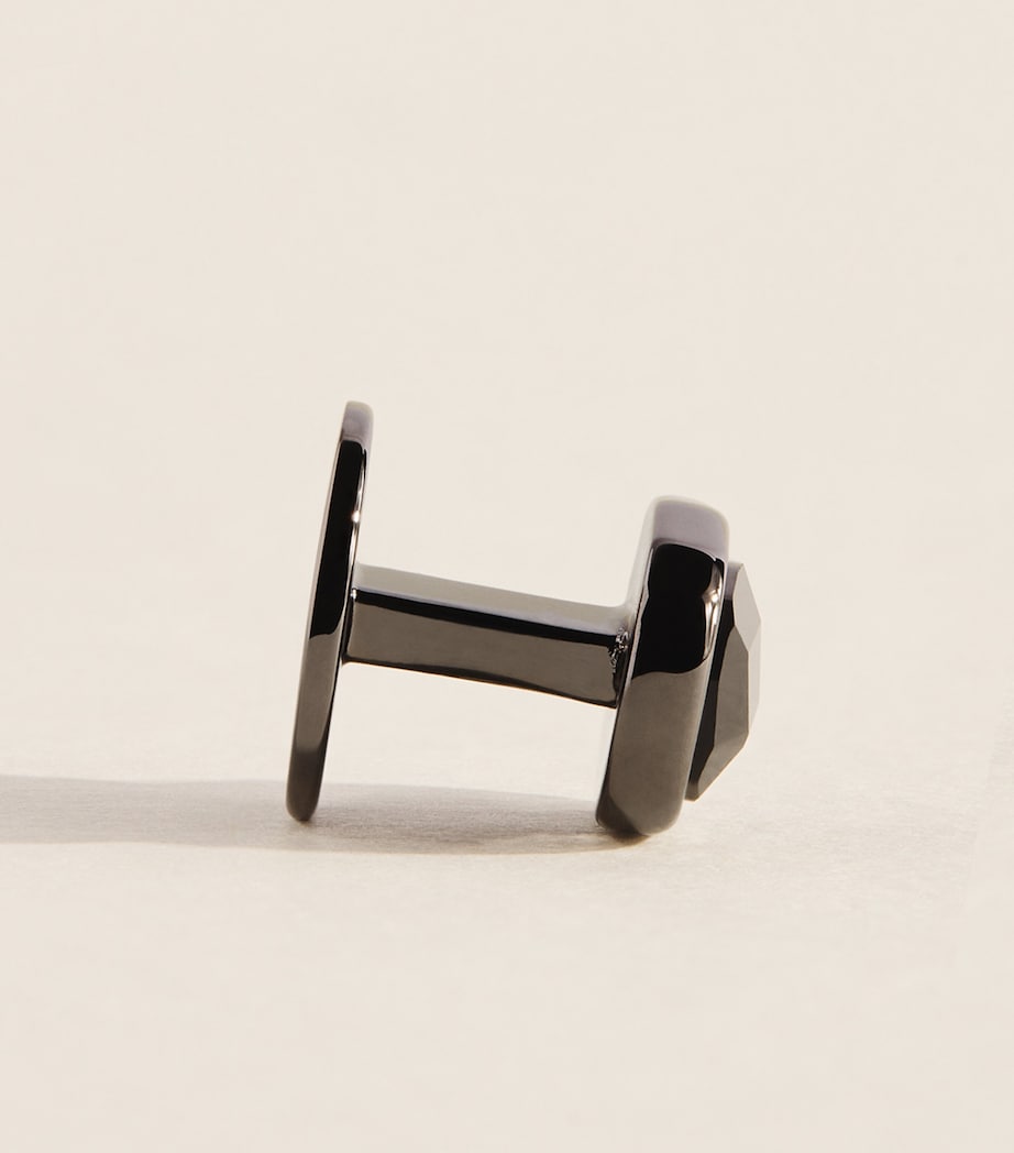 Babette Wasserman Black Rhodium-Plated Swarovski Crystal Cufflinks Black Image 4