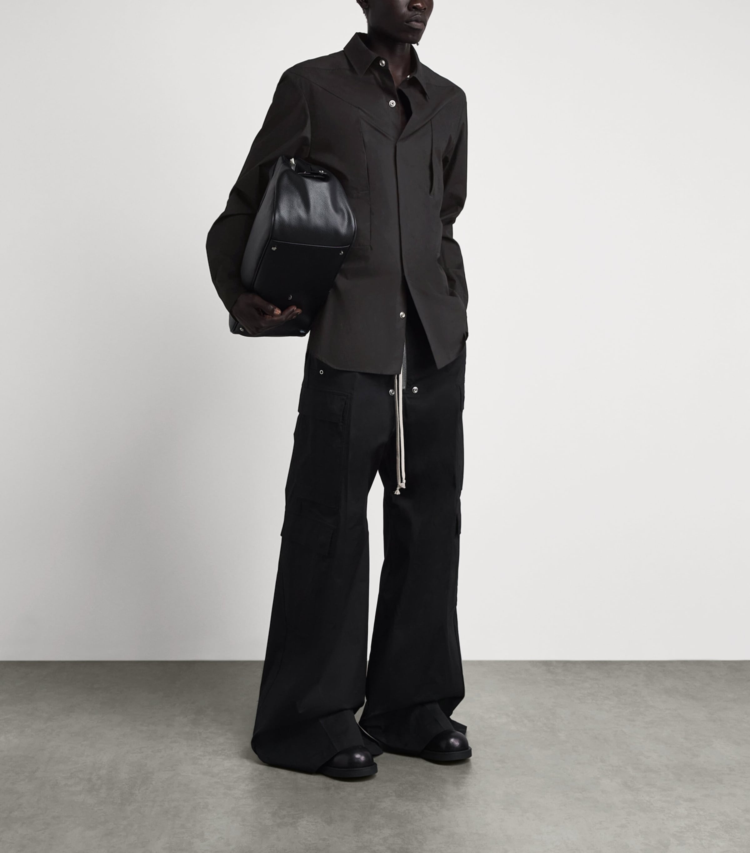 Rick Owens Mens Cotton Fog Overshirt Black Image 2