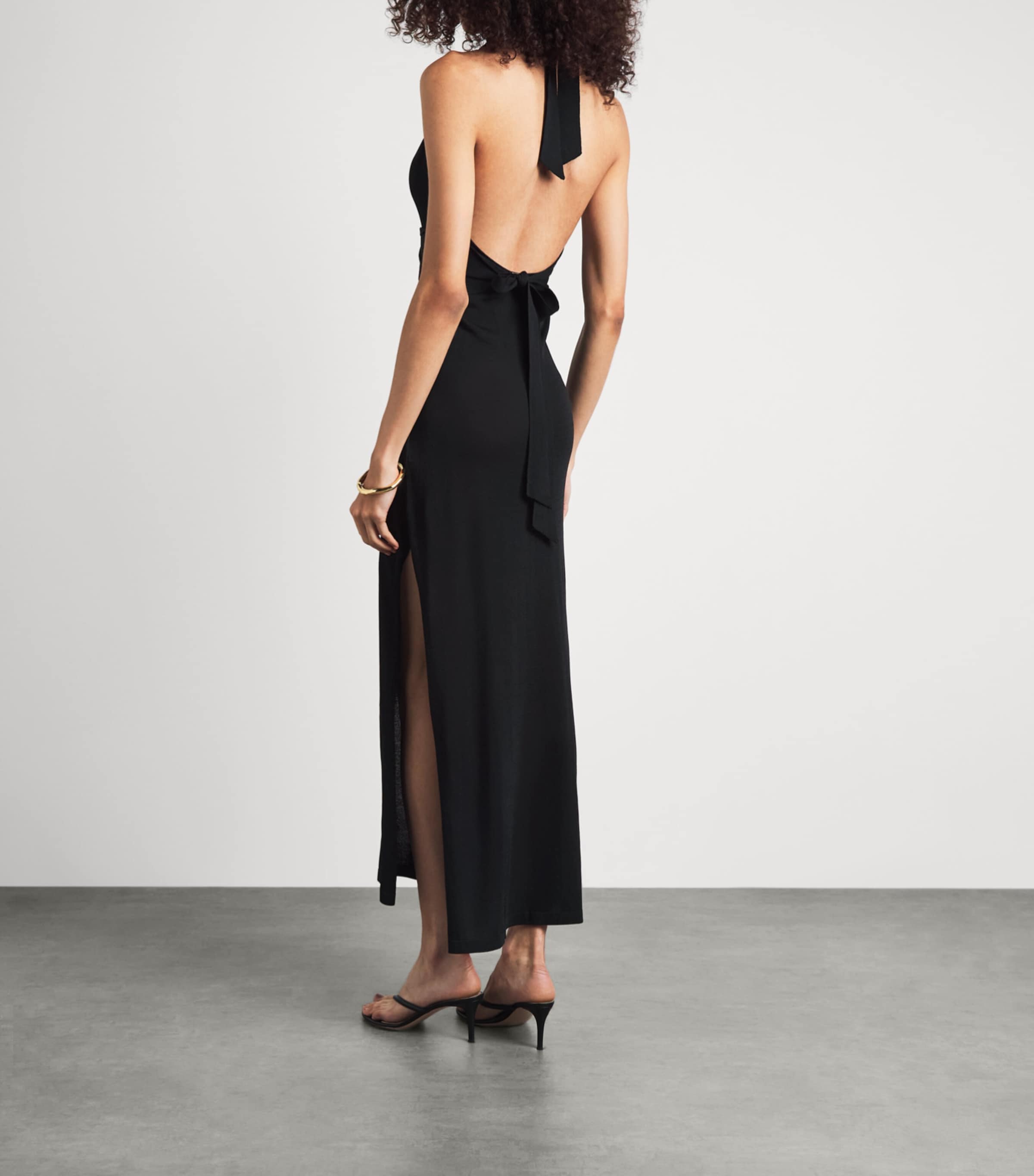 AWAY THAT DAY Womens Mozambique Knitted Maxi Dress Black Image 4