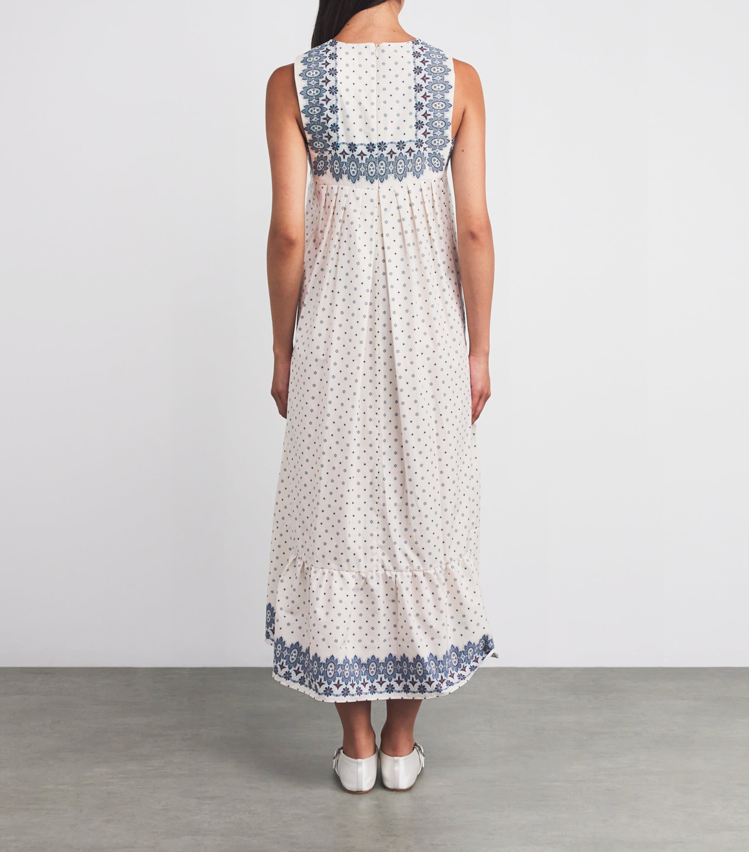 Cotton Printed Midi Dress IVORY Image 3