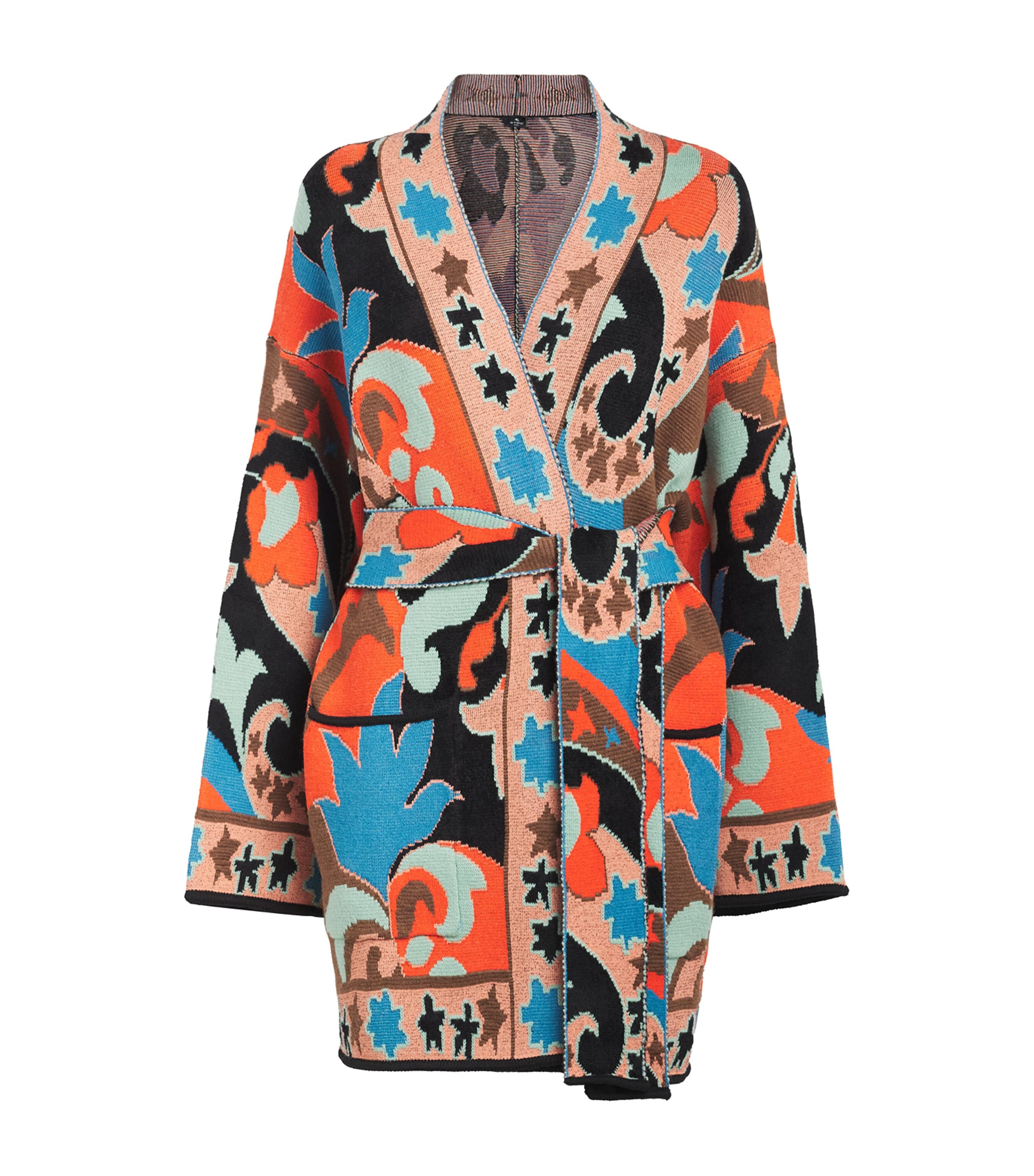 Etro Womens Wool-Blend Jacquard Cardigan Red Image 1