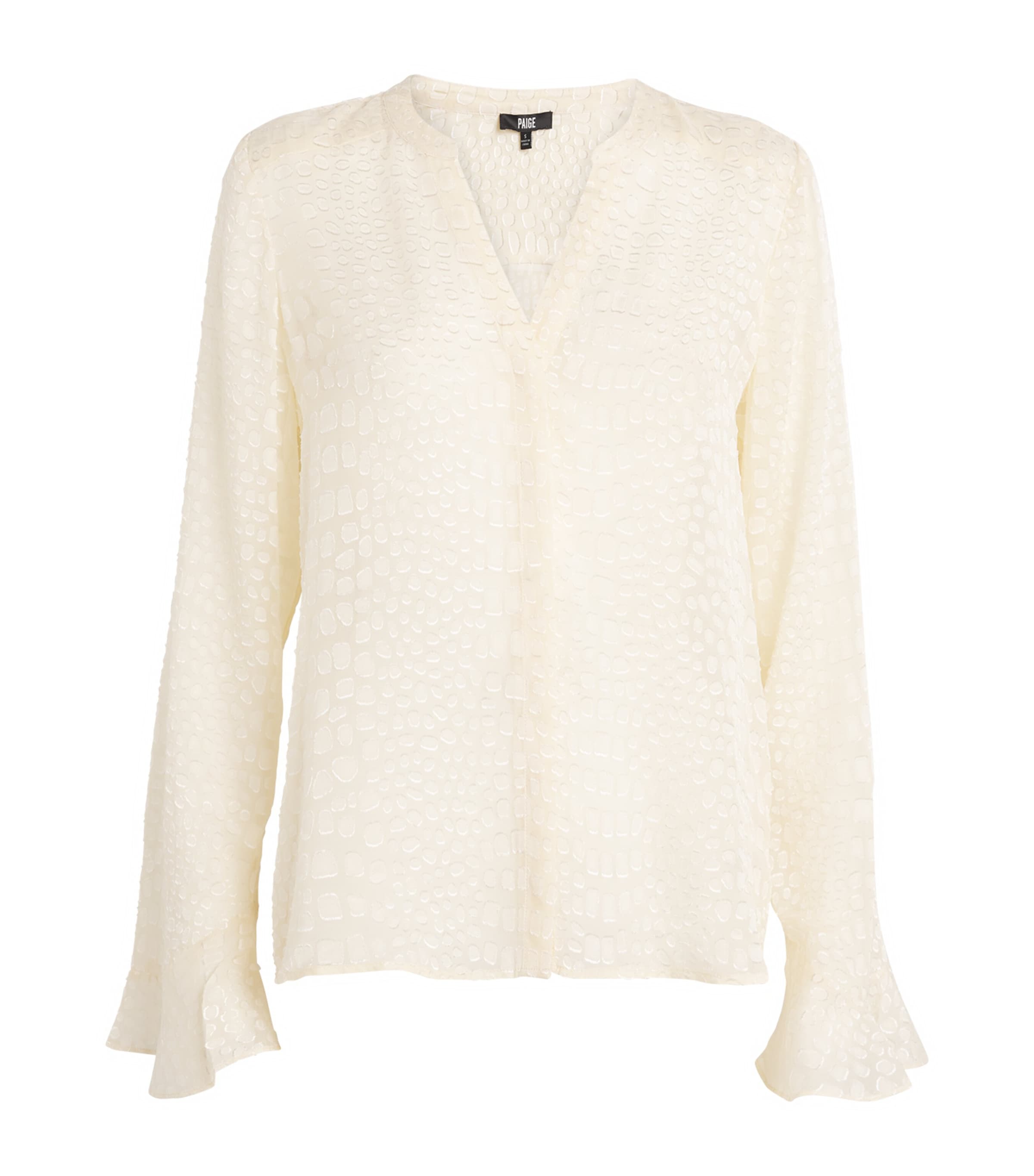 PAIGE SILK-BLEND PEPITA BLOUSE 