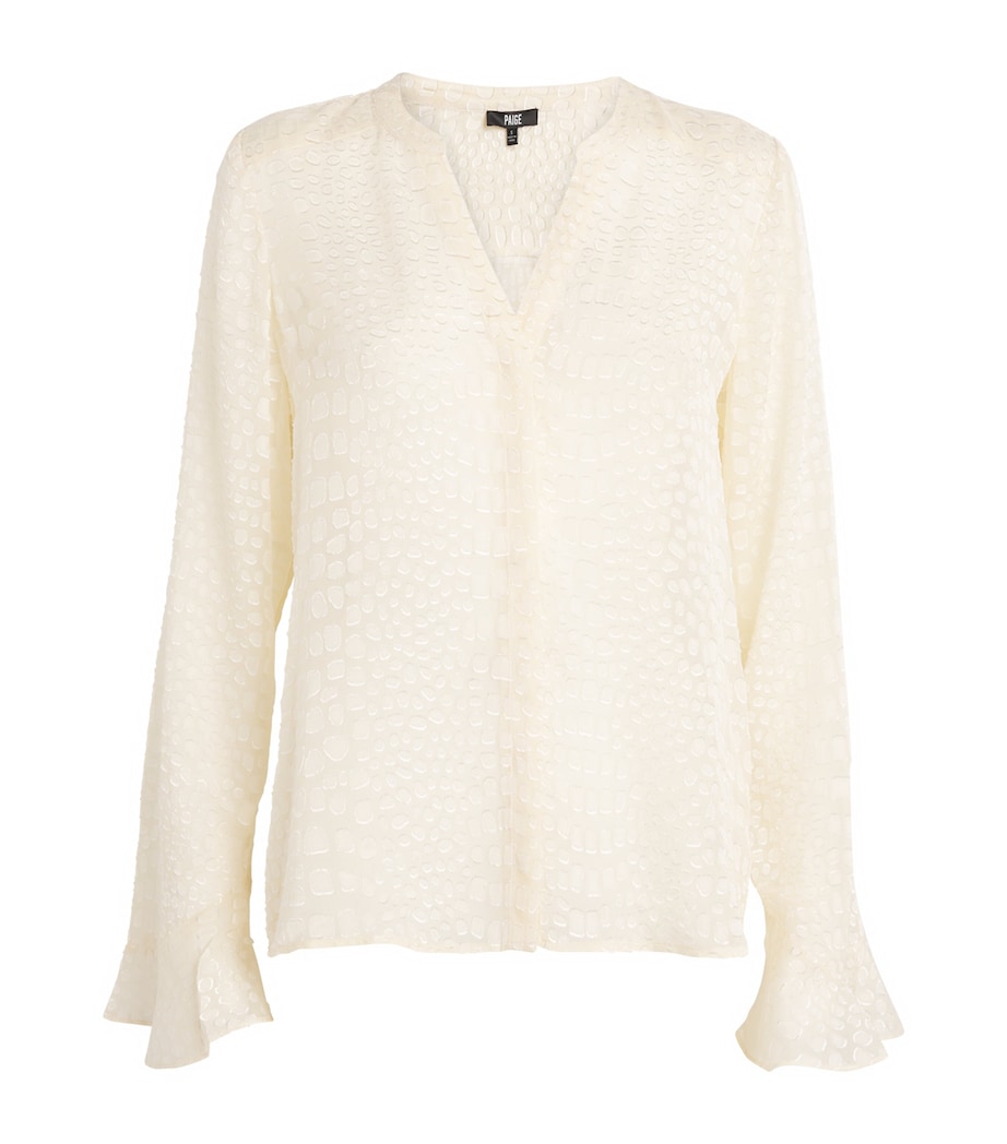 Silk-Blend Pepita Blouse LATTE FOAM Image 1