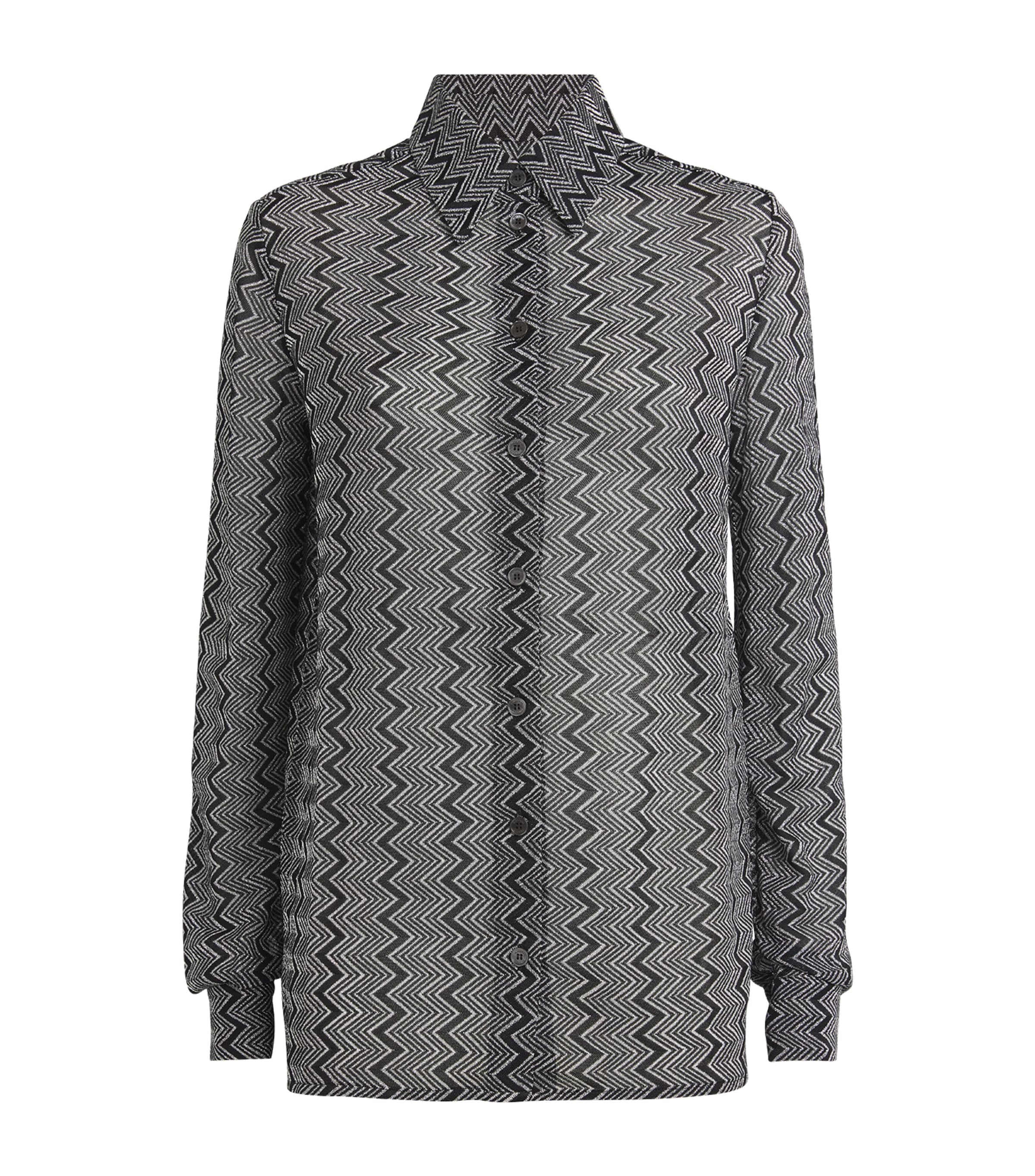 Shop Missoni Semi-sheer Zigzag Shirt In Silver