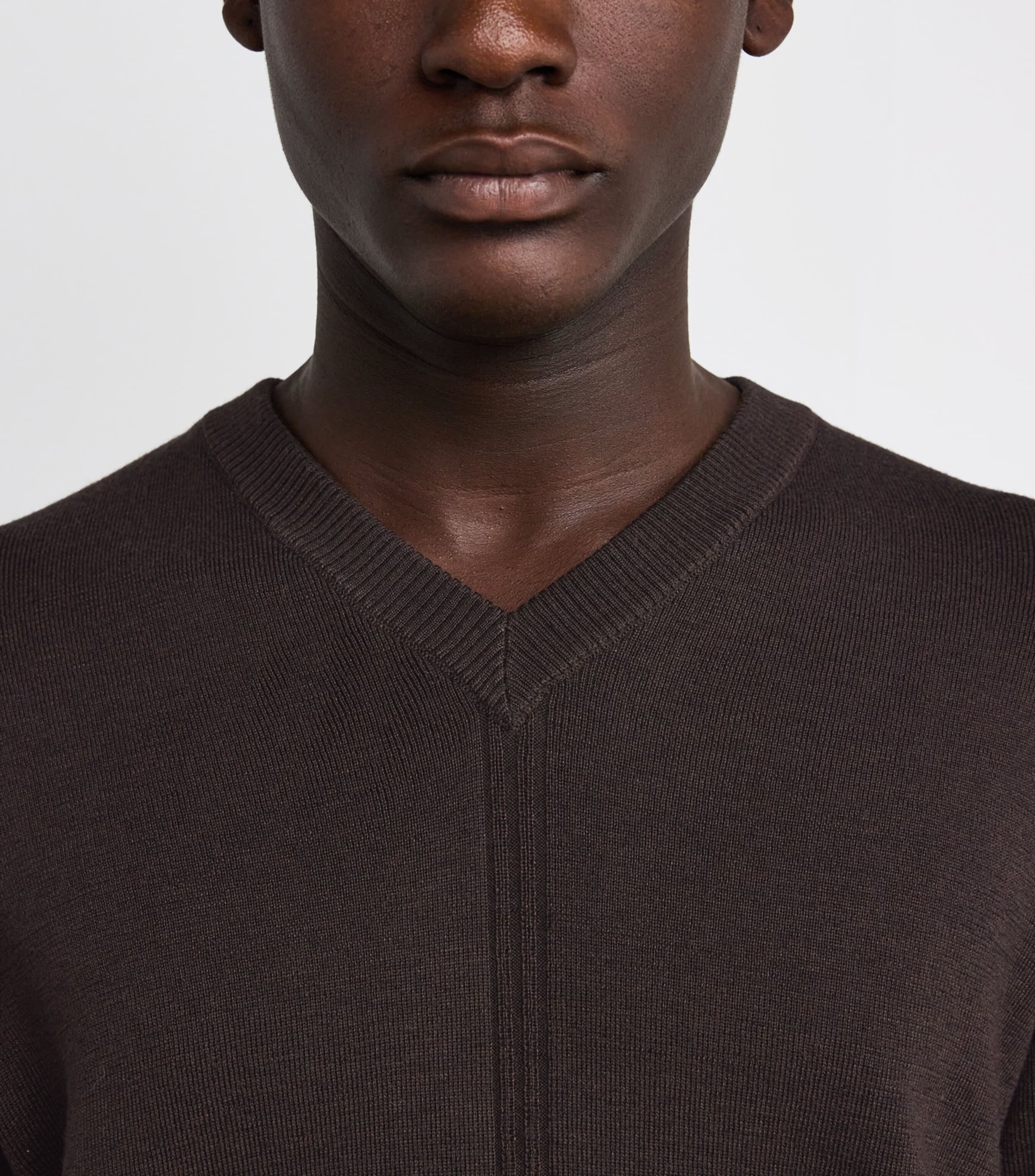 Lemaire Brown Merino Wool-Blend V-Neck Sweater | Harrods US