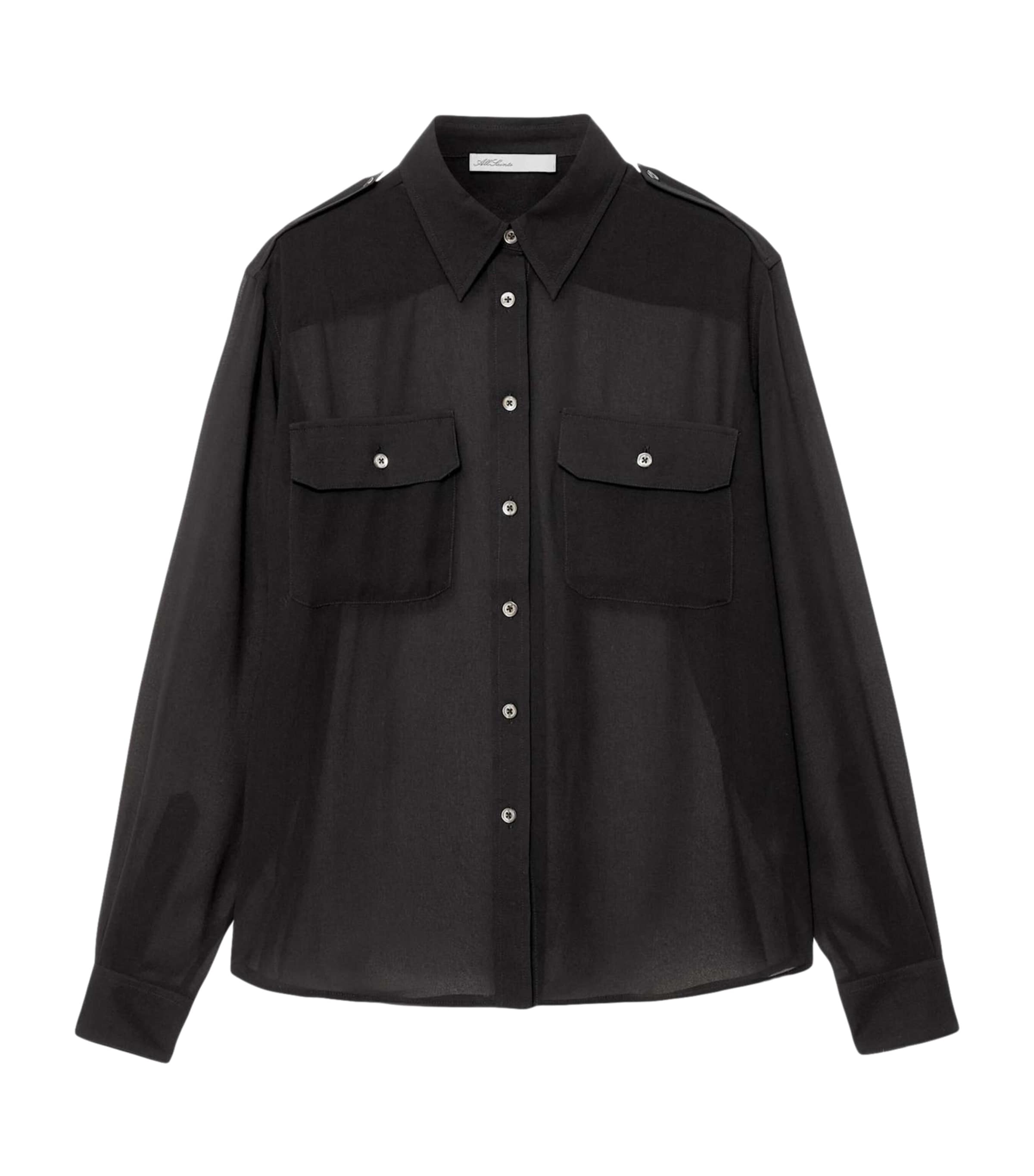 AllSaints Womens Maven Shirt Sheer Black Image 1