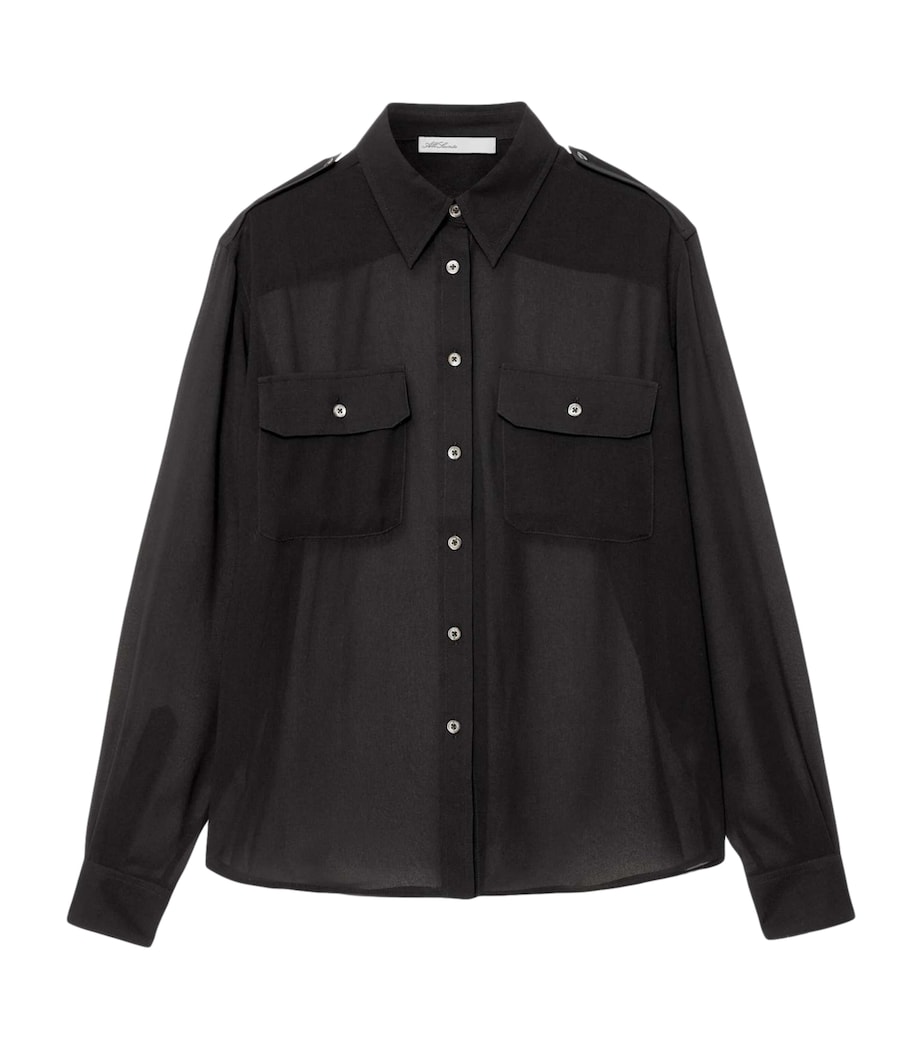 AllSaints Womens Maven Shirt Sheer Black Image 1