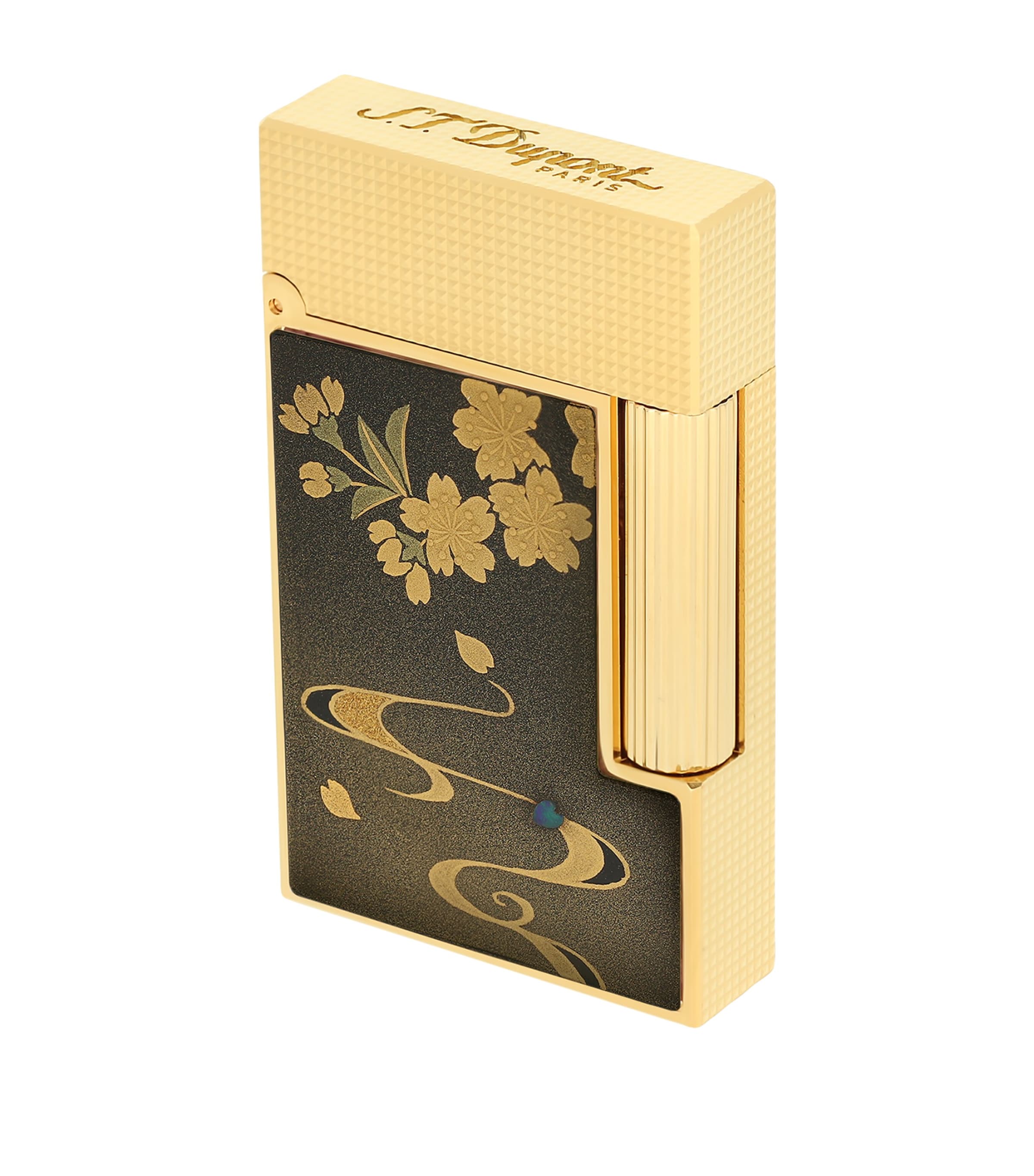 S.T. Dupont Maki-e Ryusui Shunju Ligne 2 Cling Lighter Bronze Brown & Gold Image 3