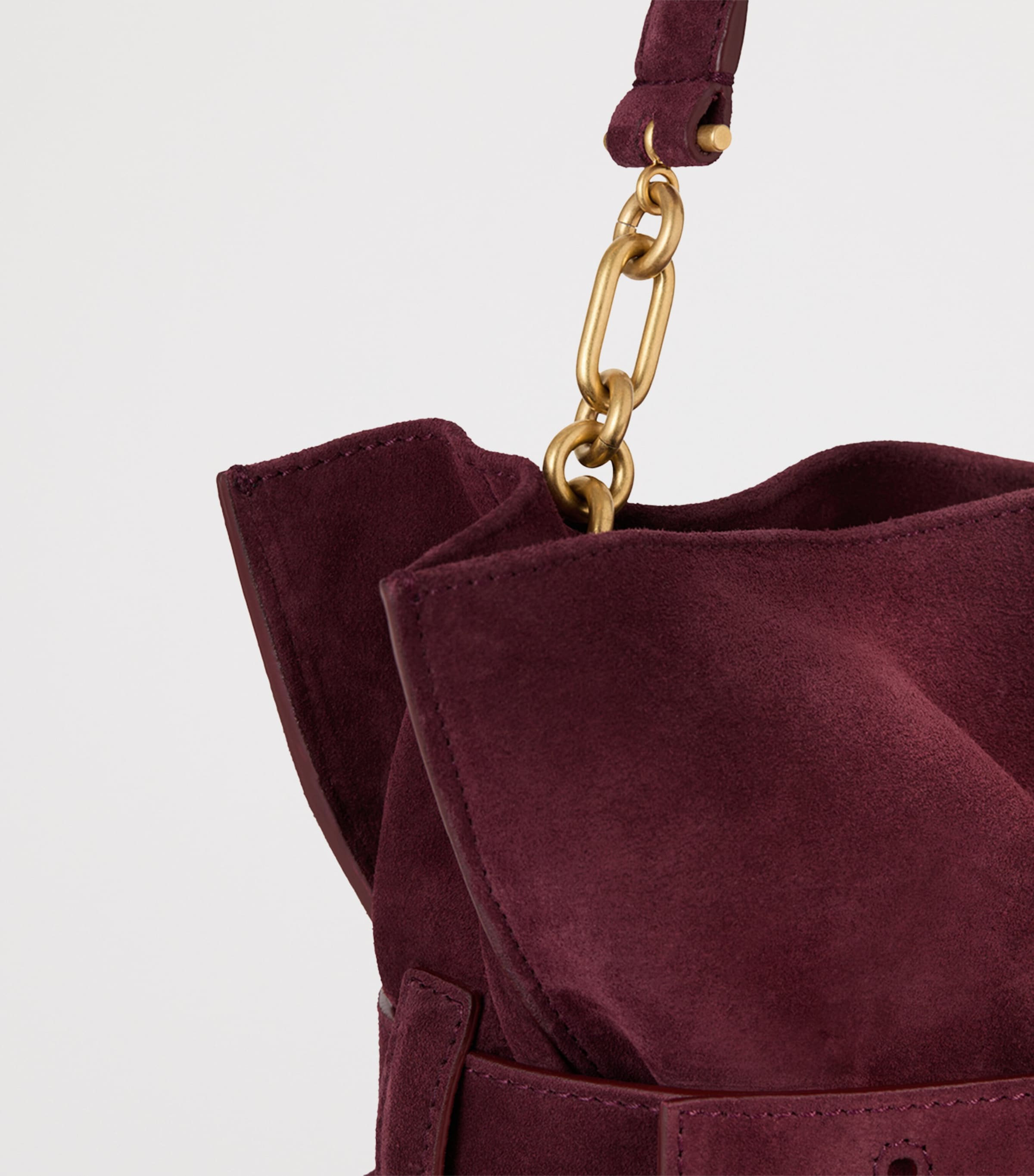 Balmain Medium Suede Anthem Shoulder Bag Lie De Vin Image 4