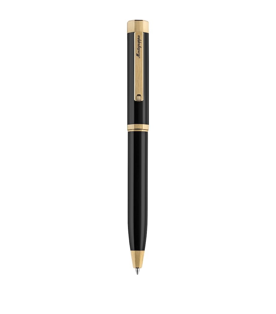 Yellow Gold-Trim Otto Ballpoint Pen BLACK Image 1