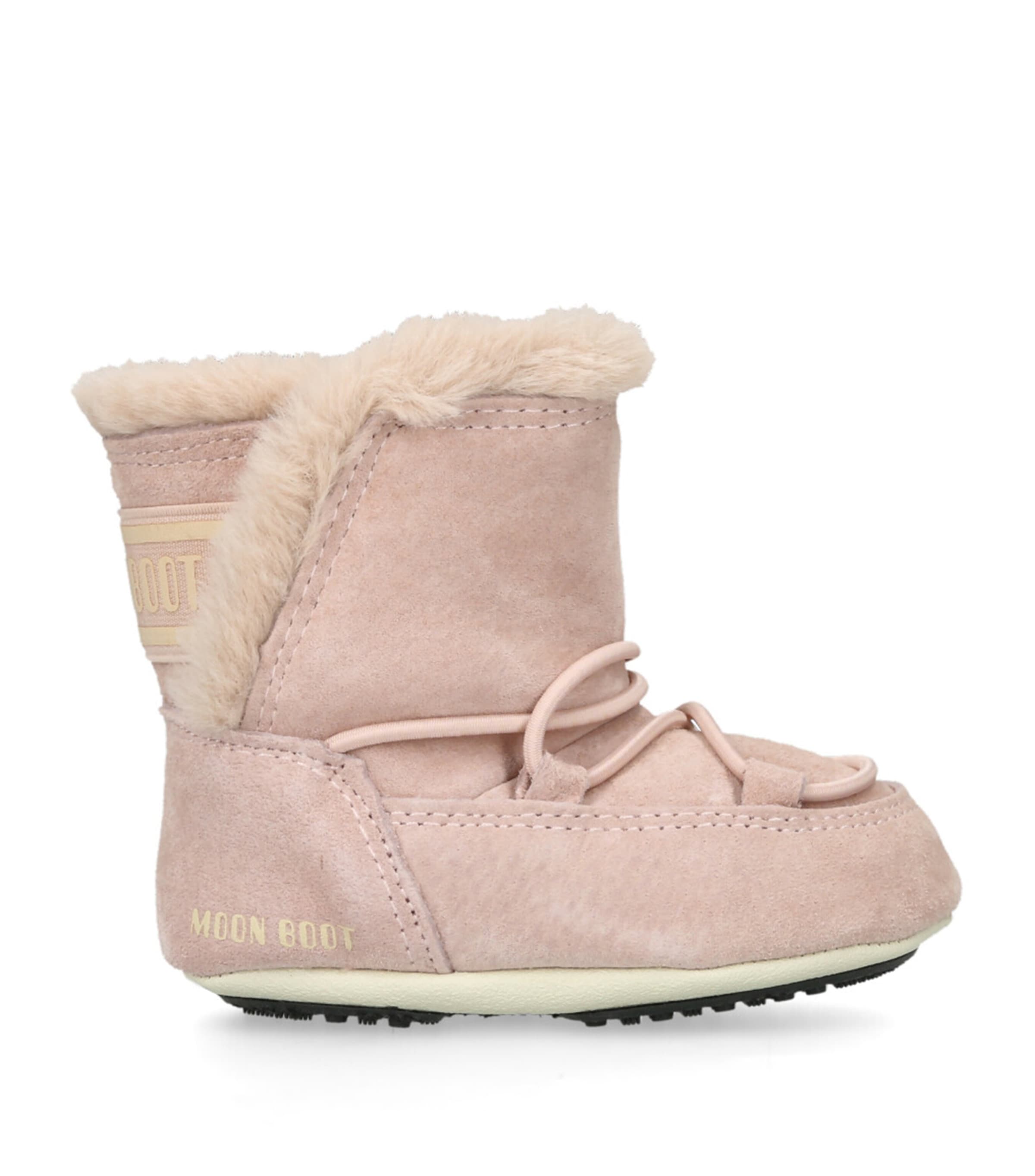 Moon Boot Suede Crib Boots In Pink