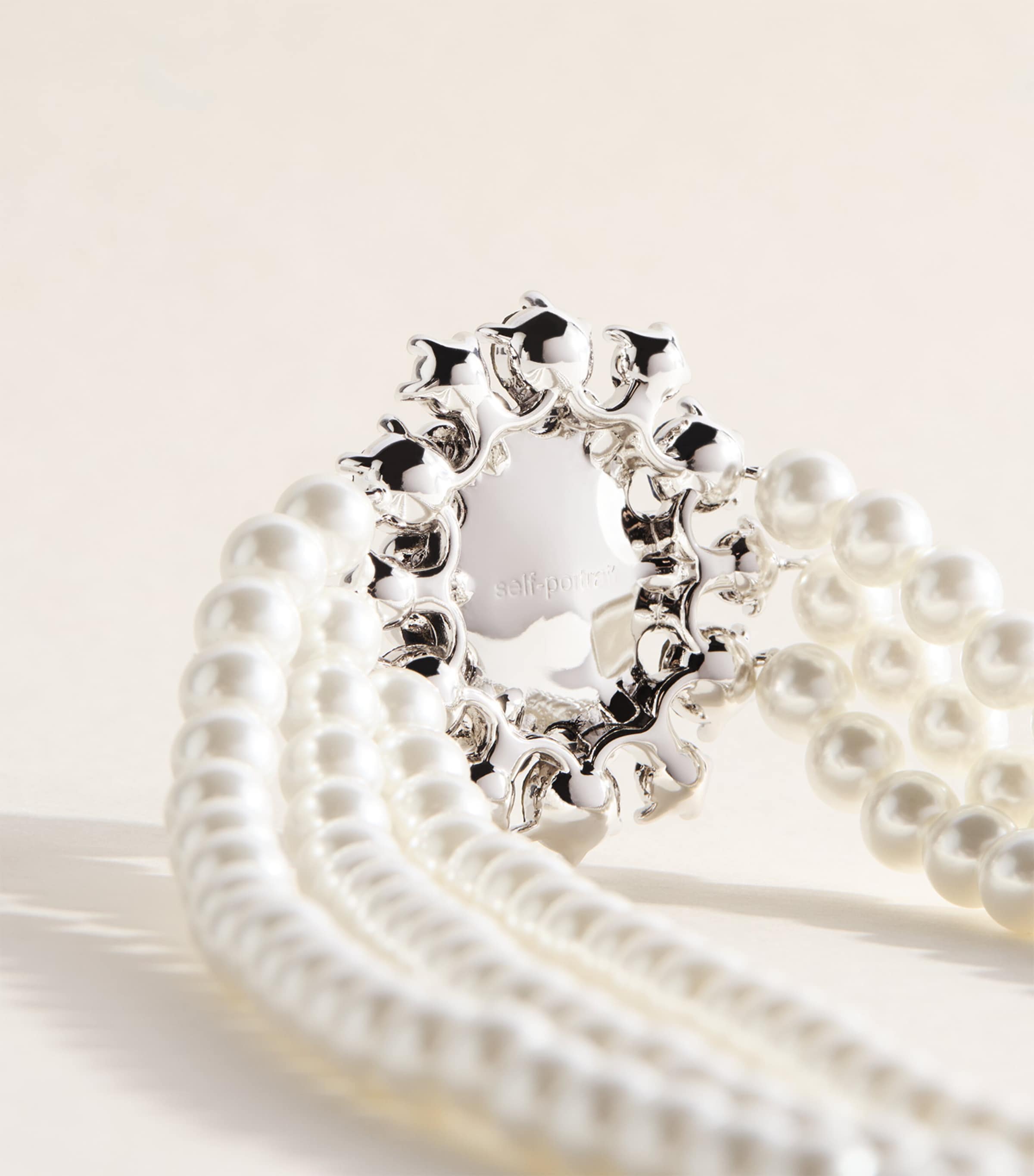 Self-Portrait Faux Pearl and Crystal-Embellished Choker Necklace Blue Image 5