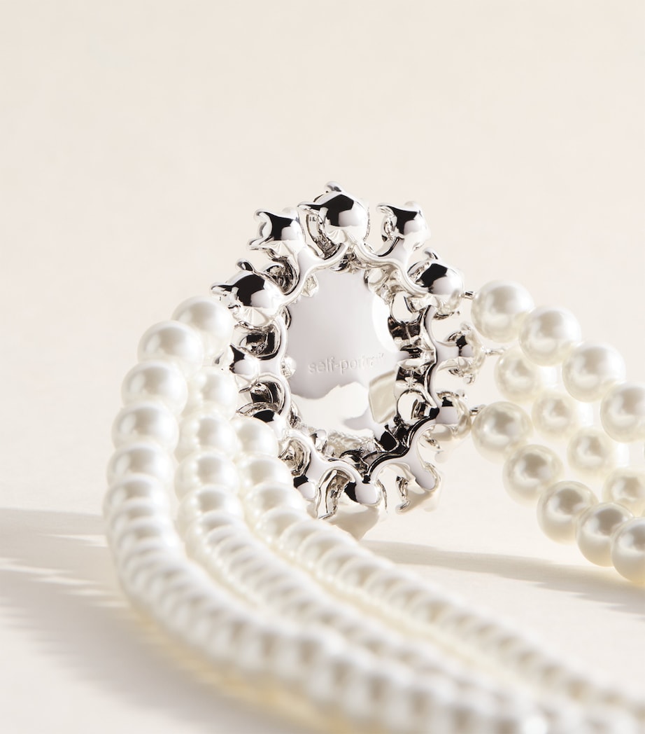 Self-Portrait Faux Pearl and Crystal-Embellished Choker Necklace Blue Image 5