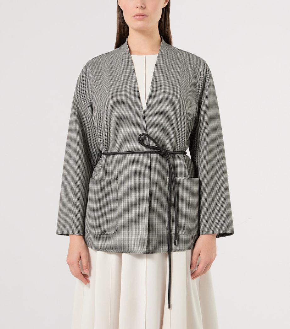 Marina Rinaldi Womens Virgin Wool Houndstooth Coat White Black Image 3