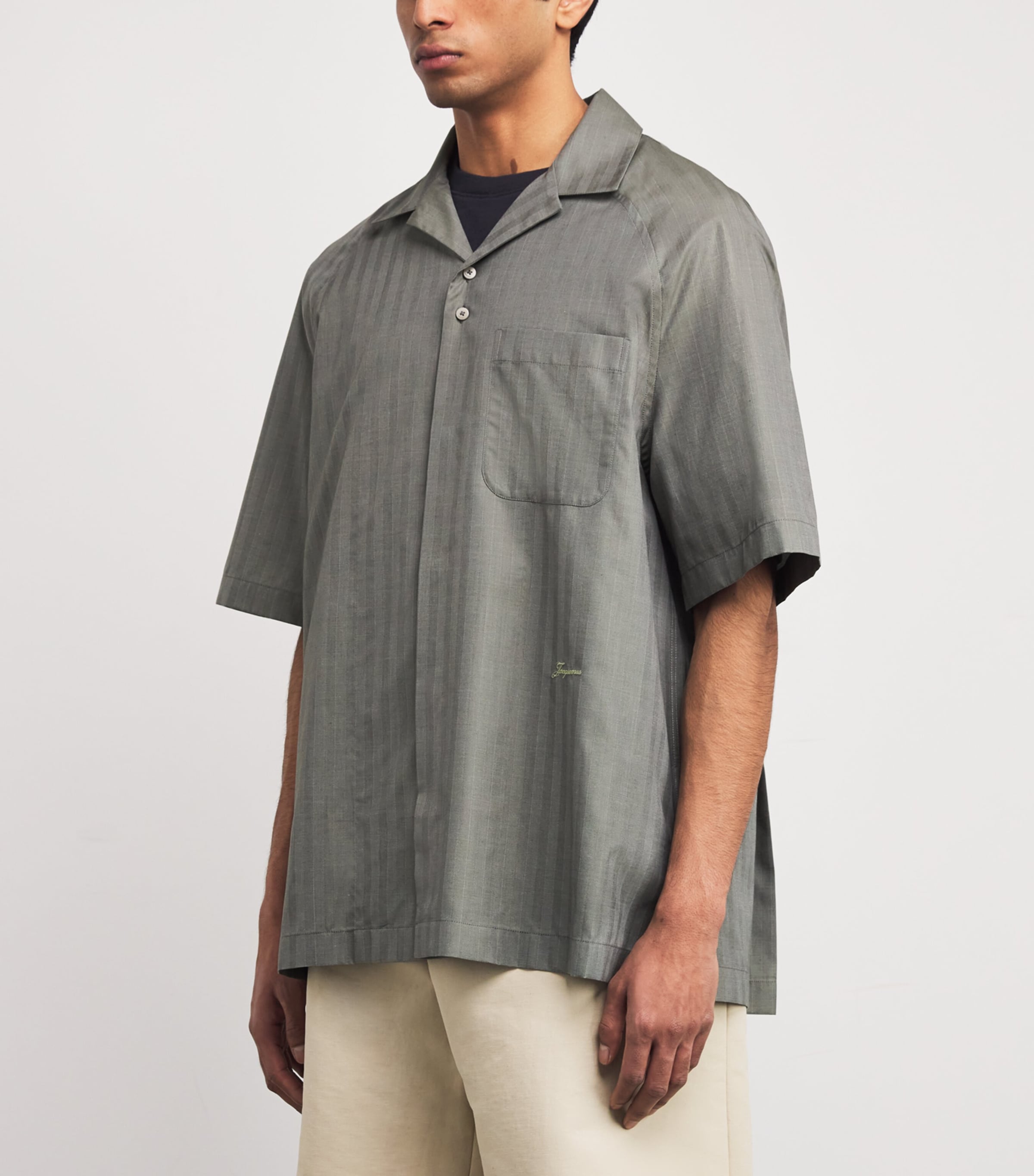 Cotton Embroidered Romarin Shirt DARK KHAKI-580 Image 3