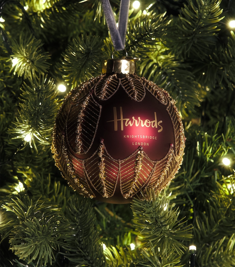 Harrods Feathered Logo Bauble Burgandy Image 3