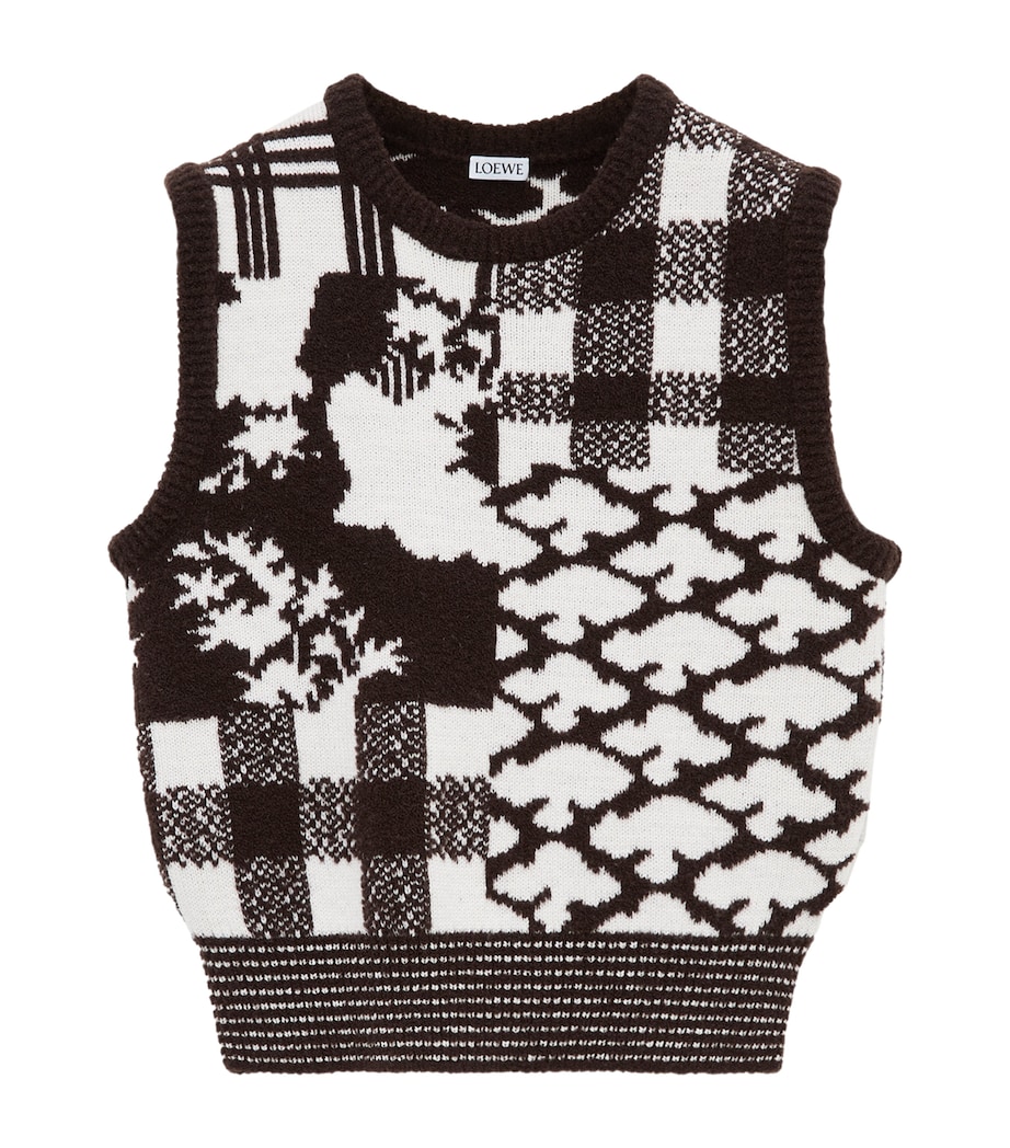 LOEWE Womens x Cosima Von Bonin Wool-Blend Jacquard Sweater Vest Ecru/brown Image 1