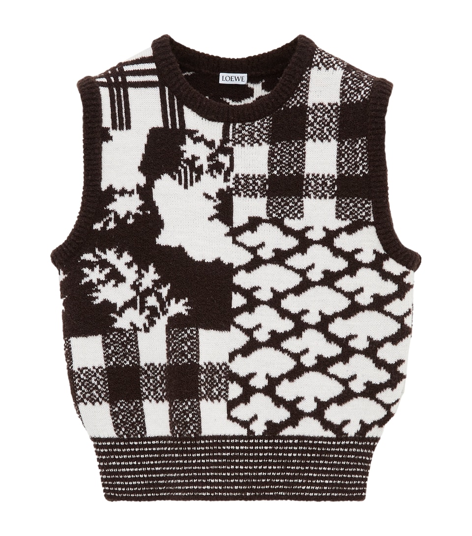 LOEWE x Cosima Von Bonin Wool-Blend Jacquard Sweater Vest Ecru/brown