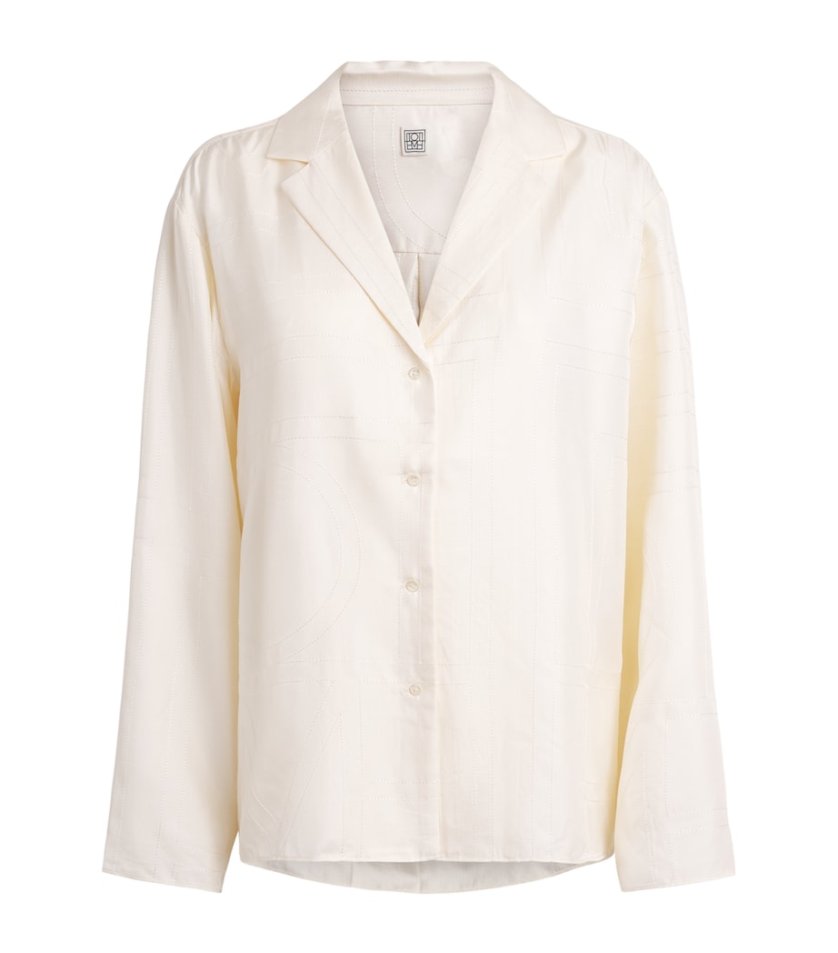 Toteme Womens Silk Embroidered Monogram Shirt Cream Image 1