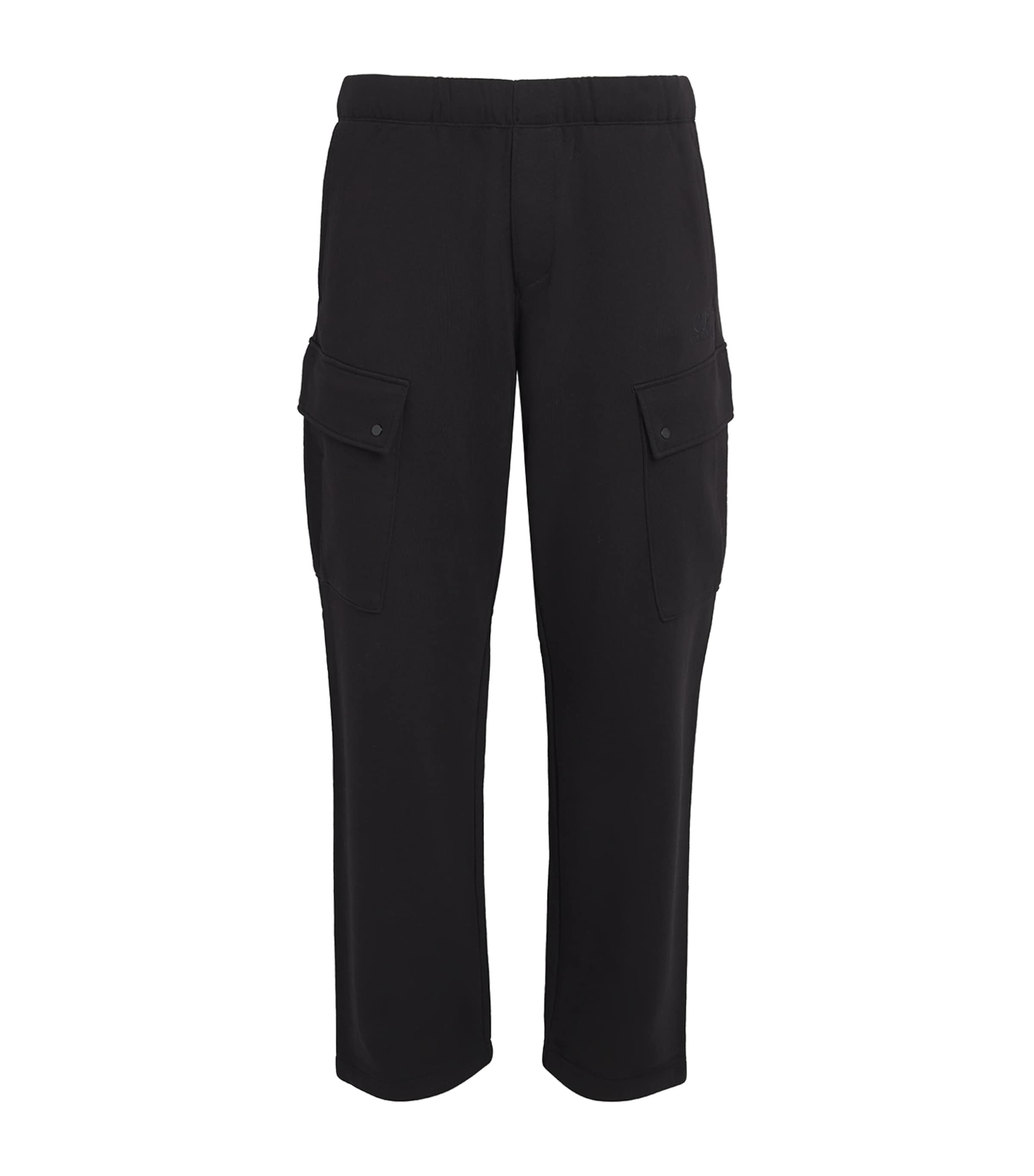 C.p. Company Cotton Lens-detail Cargo Sweatpants In Black