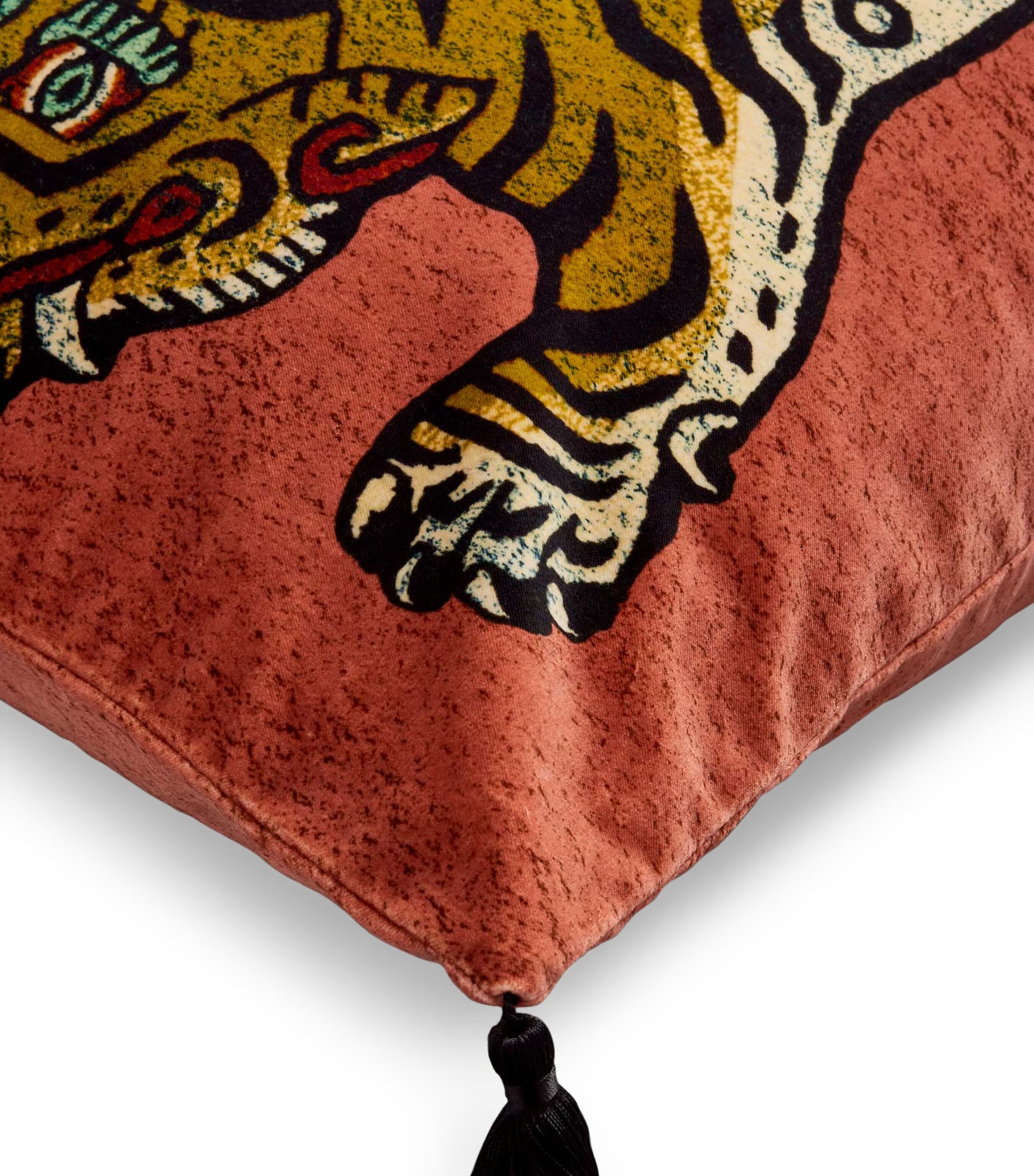 Large Velvet Saber Tassel Cushion (60cm x 60cm) NO COLOUR Image 2