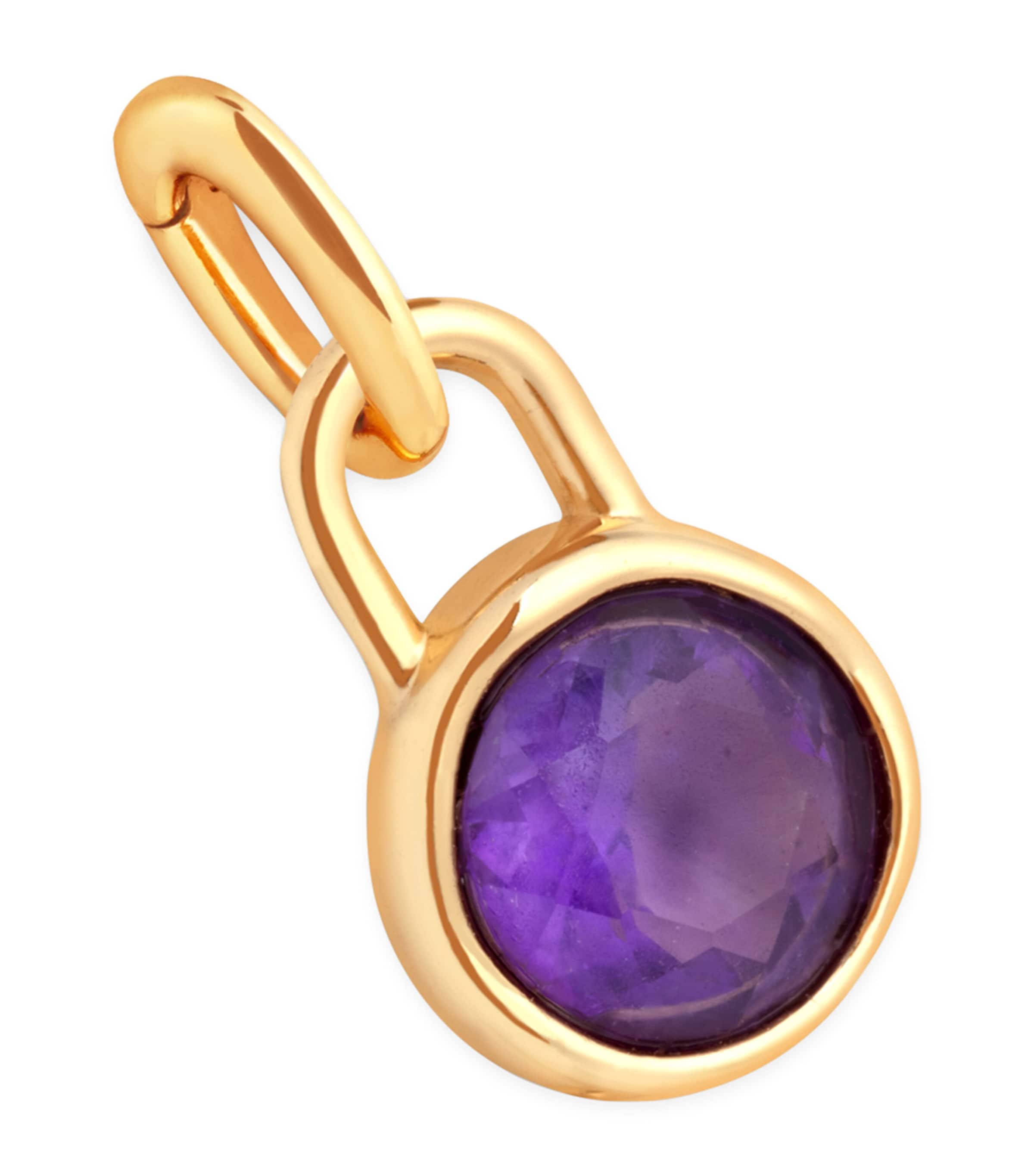 Astrid & Miyu Womens February Birthstone 18ct Yellow Gold-plated Sterling-silver And Amethyst Charm 18ctgoldplated In Gold