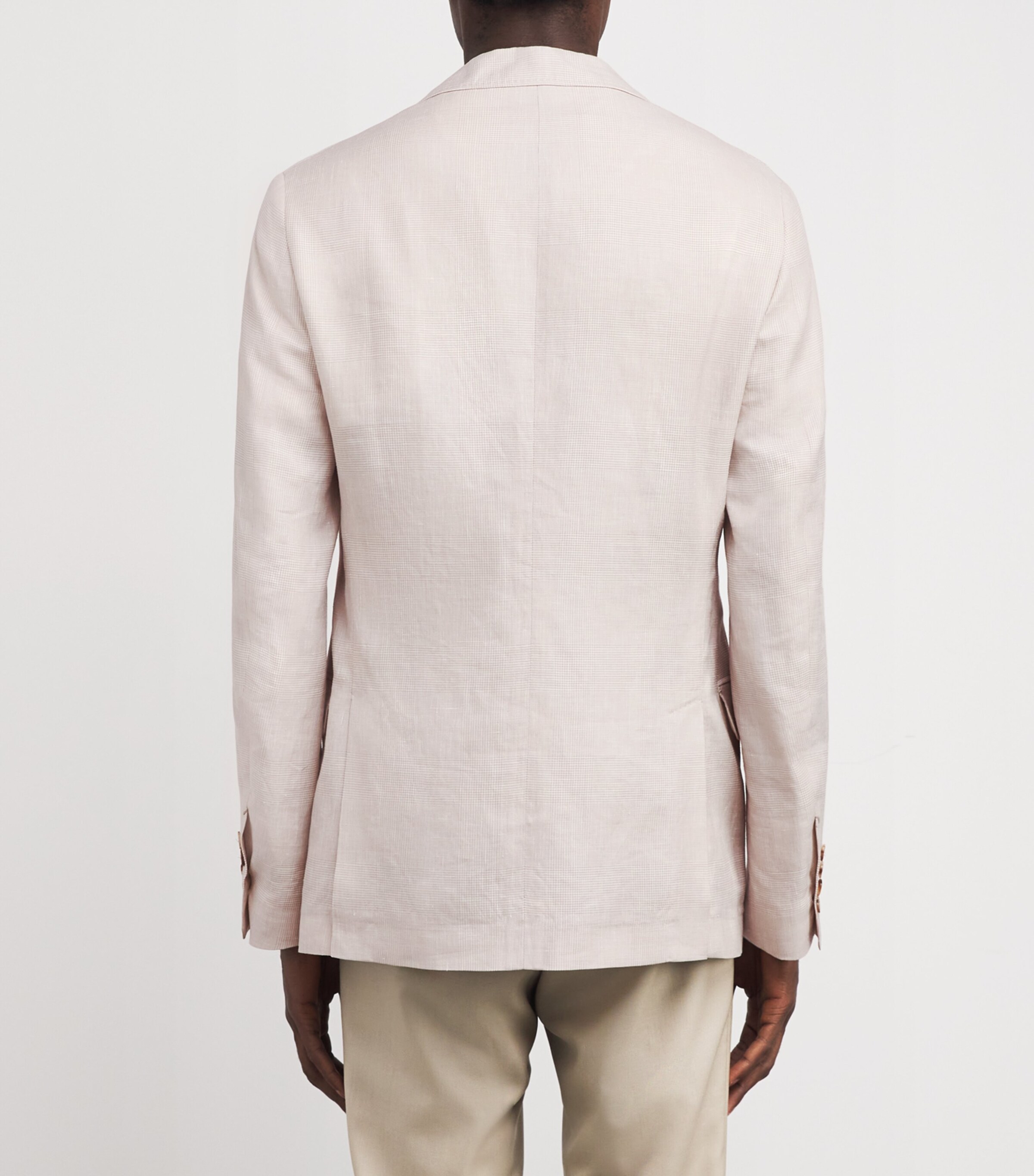 Wool-Linen-Silk Plaid Blazer BISCUIT PLAID Image 4