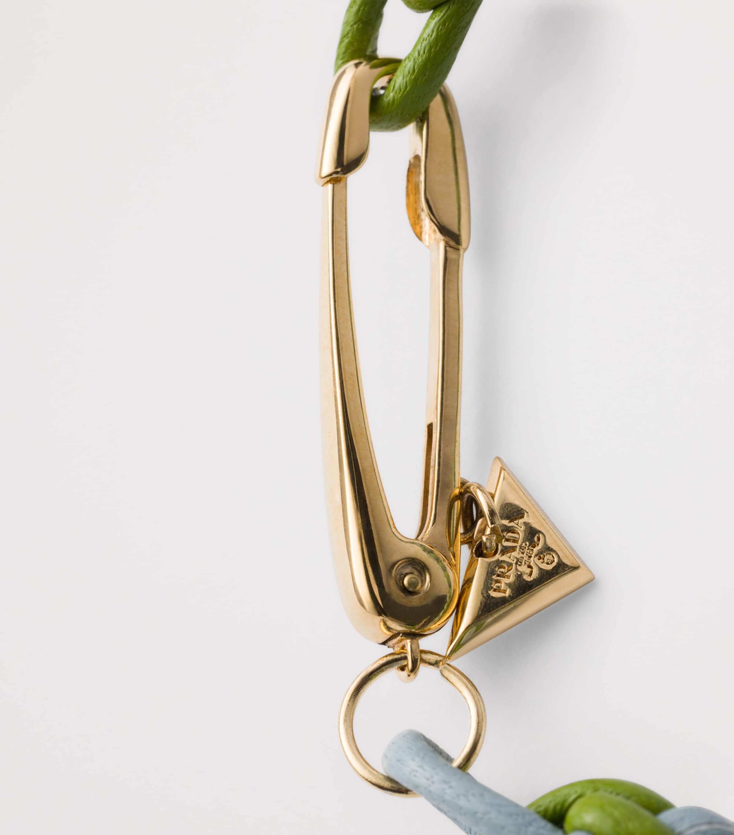 Prada Leather Braided Bracelet Light Blue Image 3