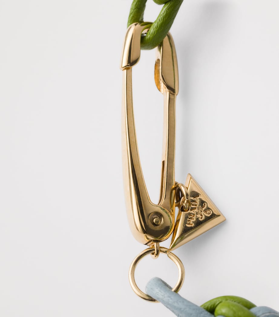 Prada Leather Braided Bracelet Light Blue Image 3