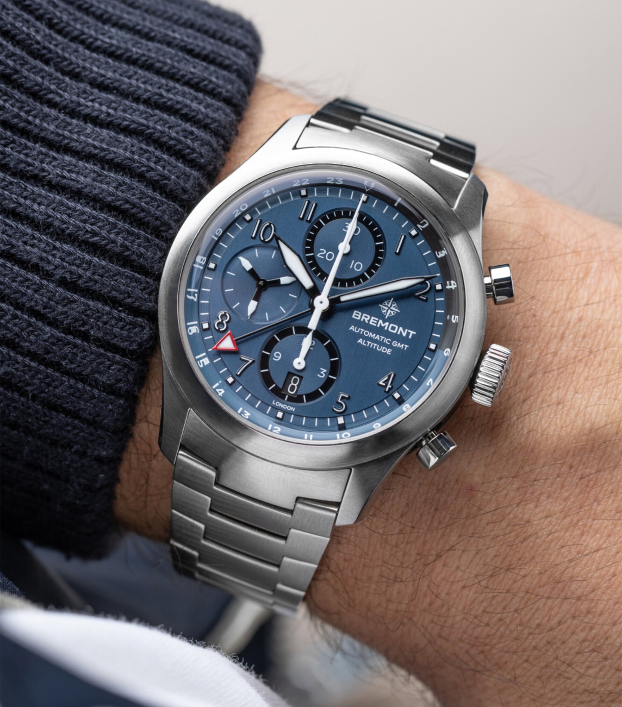Bremont Titanium Altitude Chronograph GMT Watch 42mm Blue Image 7