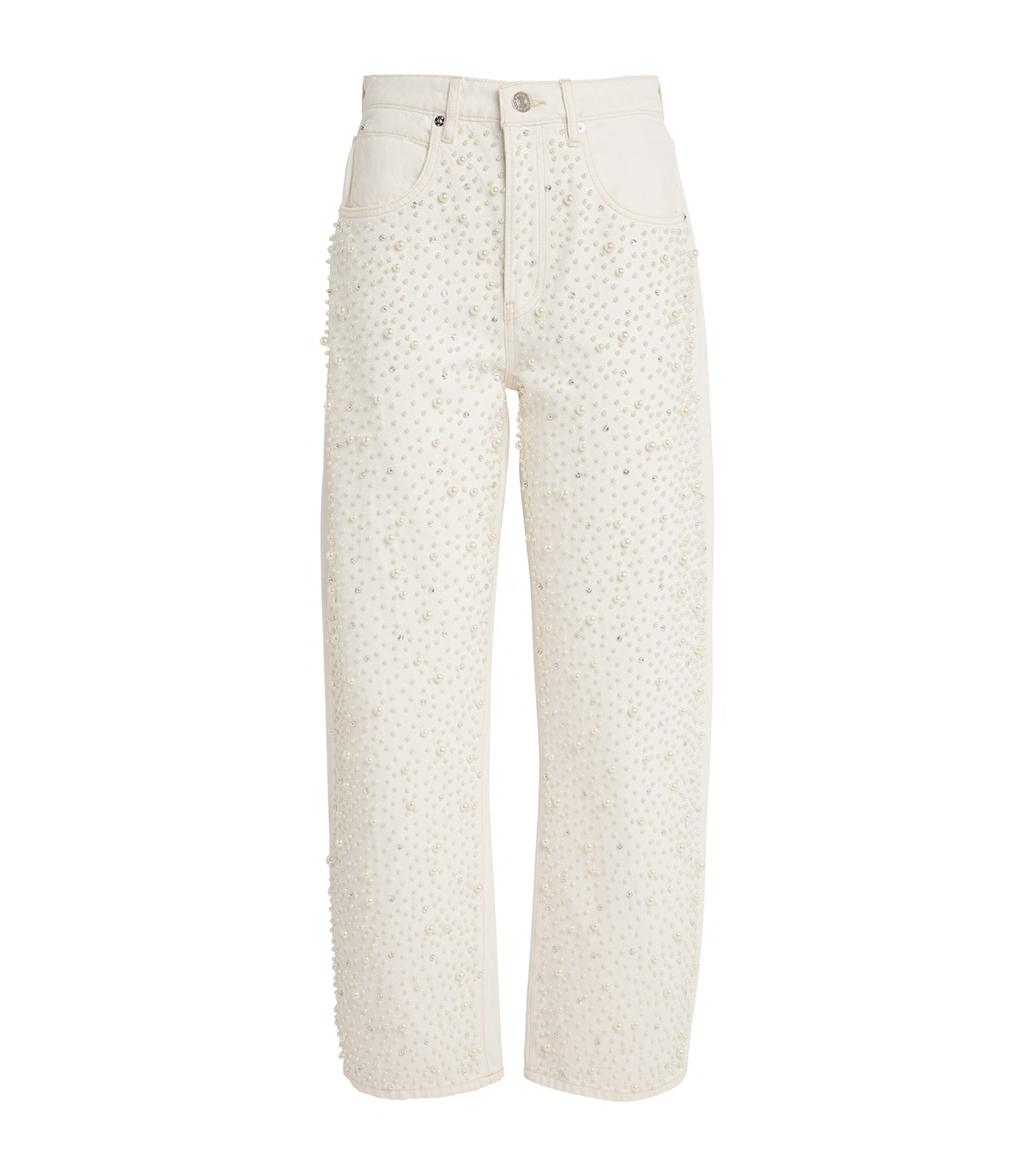 FRAME Womens The Pearl Barrel Wide-Leg Jeans Au Natural Clean Image 1